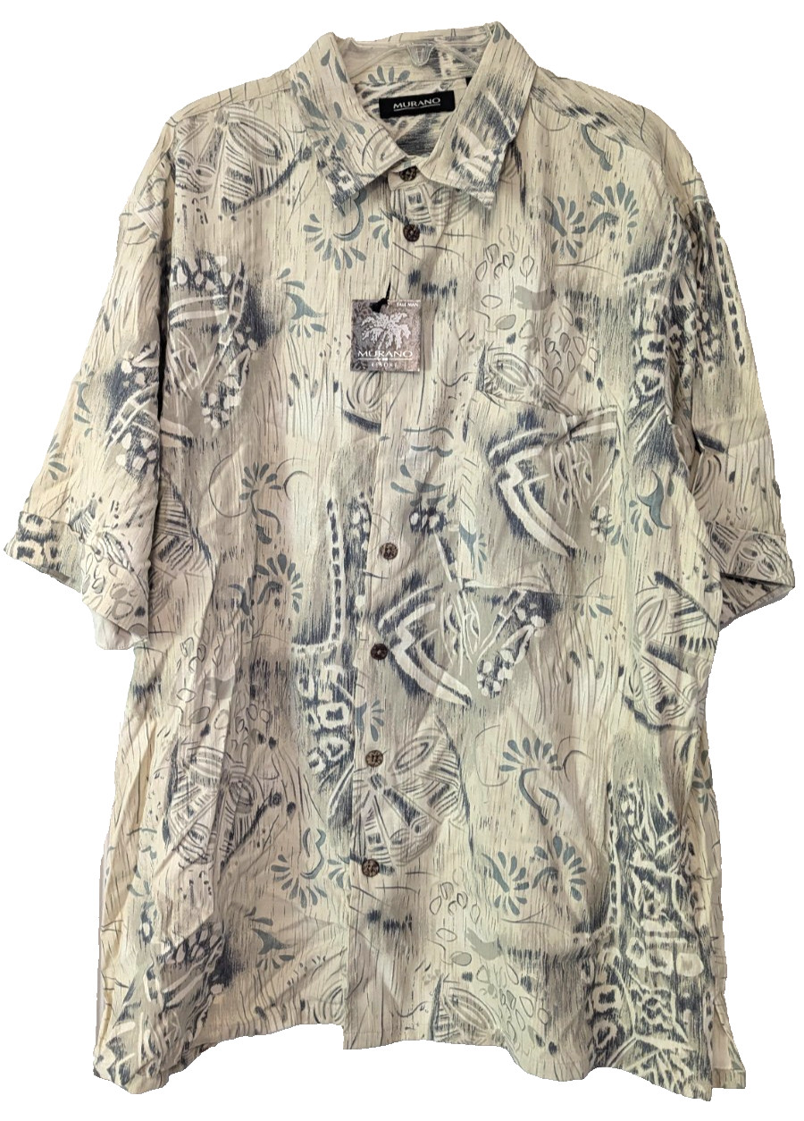 Murano Resort S Sleeve Shirt Men’s XL -Tall Silk/Cotton Blend Tropical NWT VTG