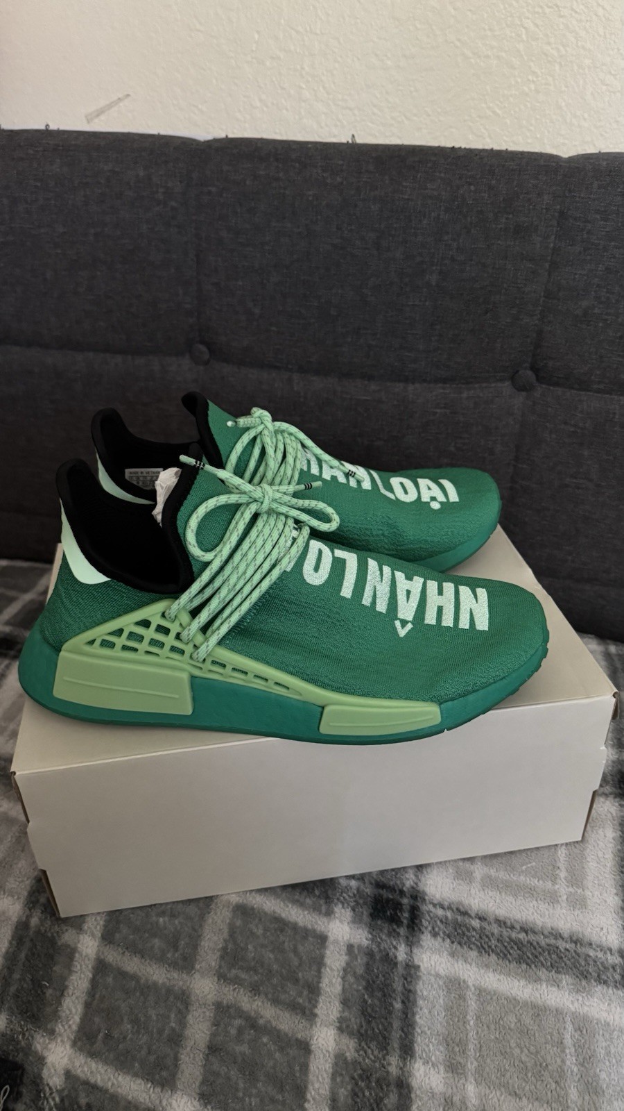 adidas Pharrell x NMD Hu Human Race Core Green Low Top Lace-Up GY0089 2020