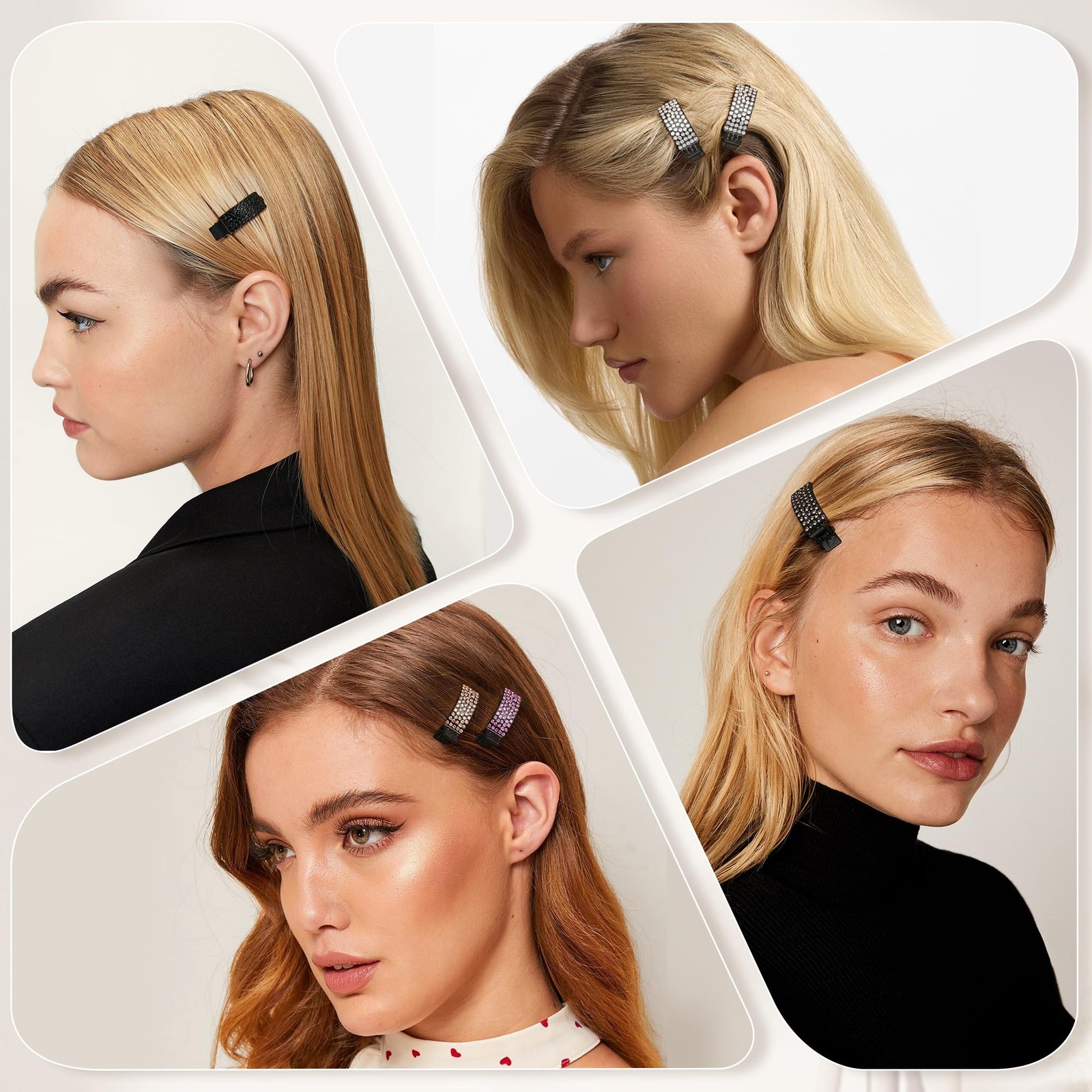CWJCYTNSN 10 Pcs Small Rhinestone Hair Clips 1 Count (Pack of 10), Mix Color