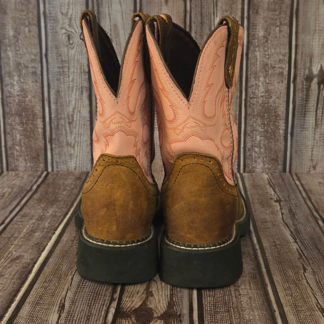 Sz 6 B Womens Justin Gypsy L9901 Brown Pink Leather Western Cowgirl Boots VGUC