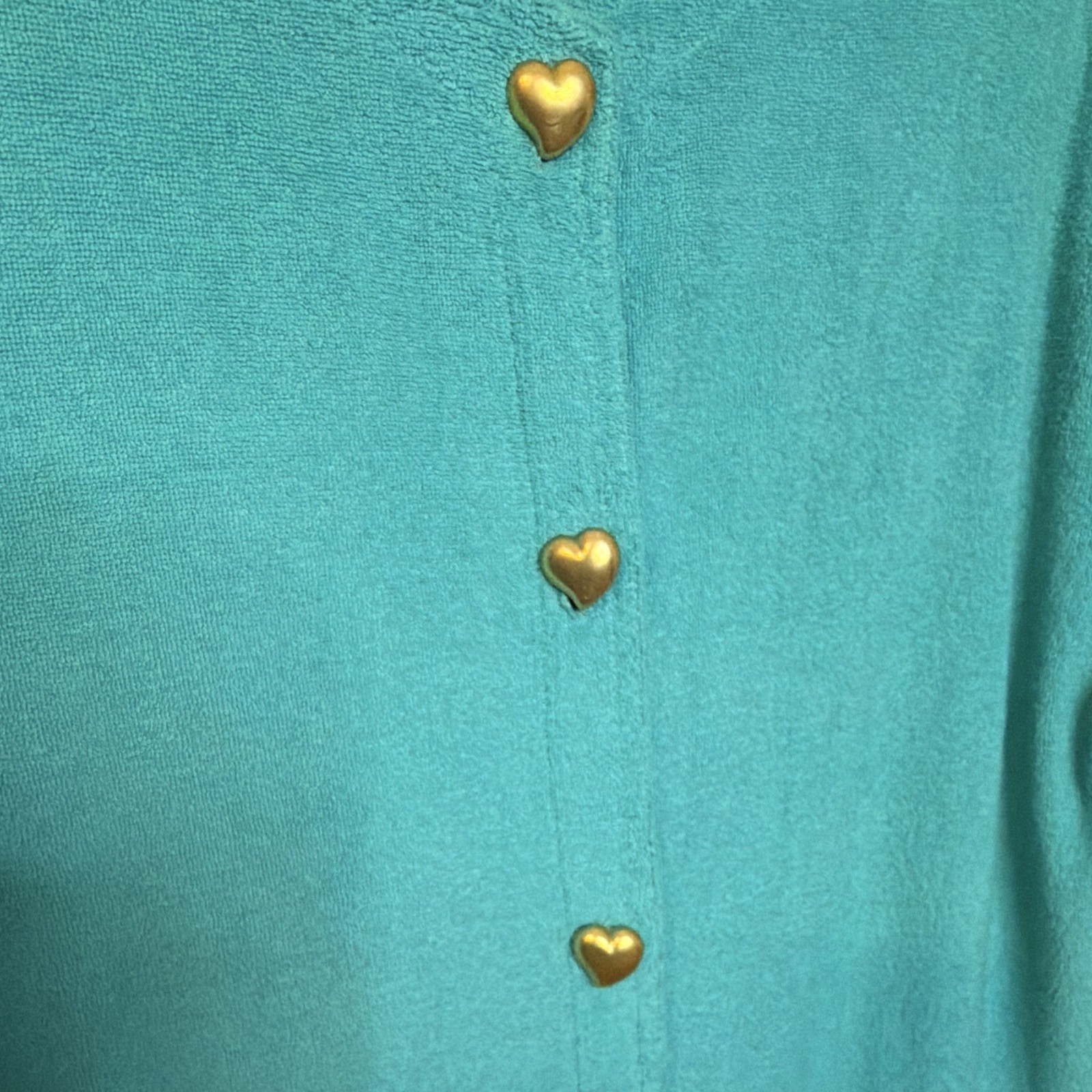 Vintage Sea Waves Turquoise Solid swim cover up gold Heart Buttons Small