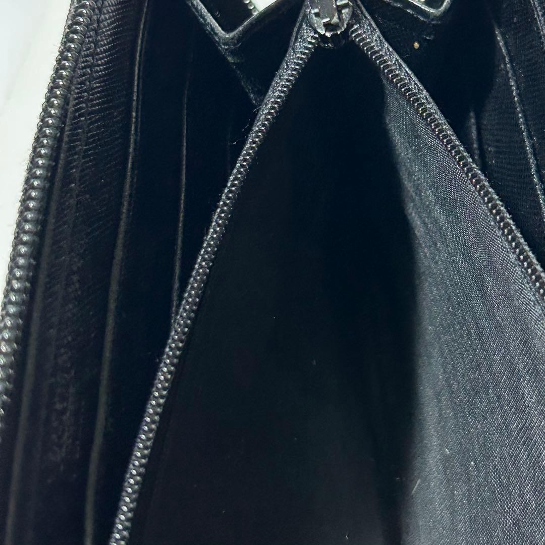 PRADA Nylon Round Zip Triangle Plate Long Wallet Black