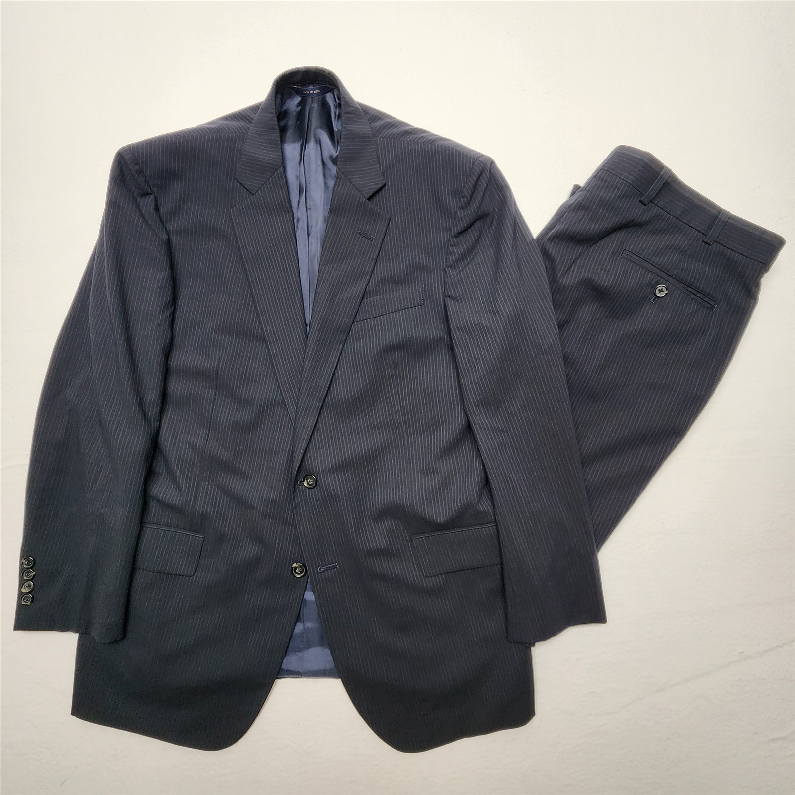 Brooks Brothers BrooksCool 43R 38×28 Navy Pinstripe Madison Soft Shoulder Suit