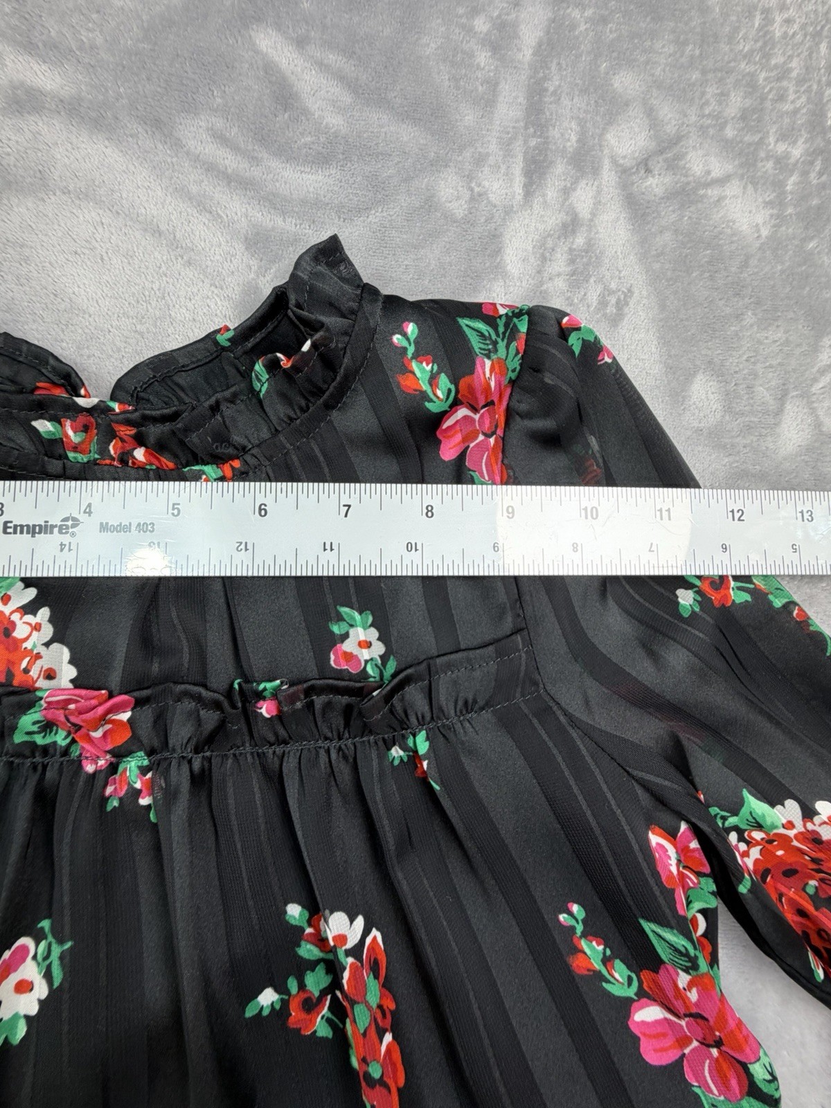 Cat & Jack Girls S (6/7) Black Floral Fit Fall Party Holiday Tiered Dress S 6/7