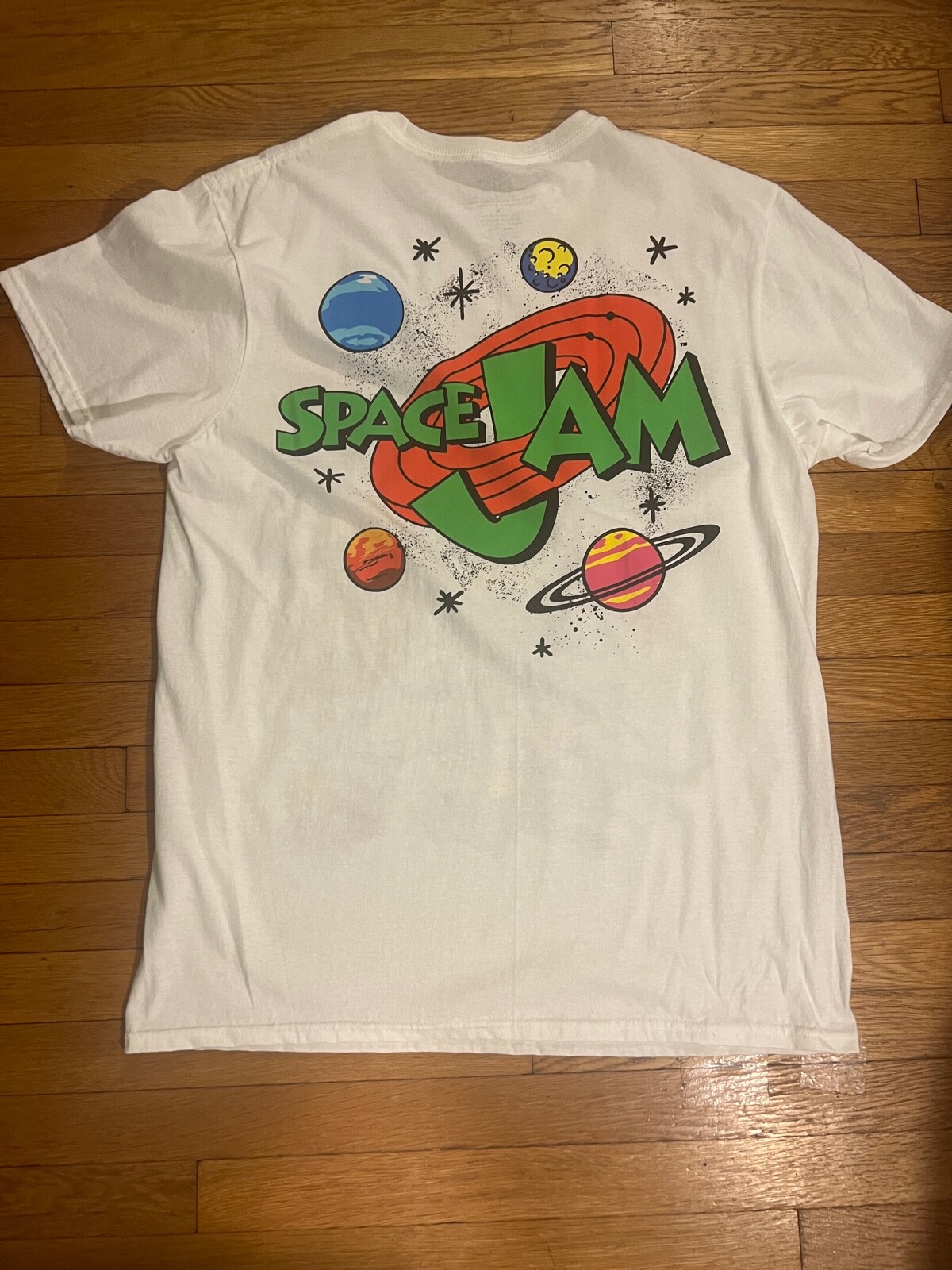 Space Jam All Over Graphic Print T-Shirt Shirt Tee Men 90’s Looney Tunes Movie