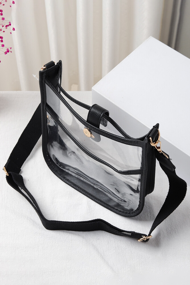 UNNI Transparent Clear Stadium Approved Solid Color Colorful Trim Crossbody Bag