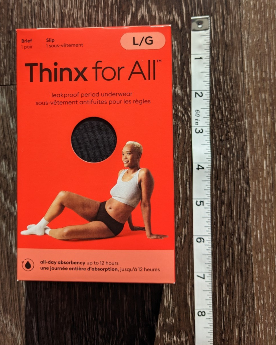Thinx For All Period Underwear Brief Slip All-Day Absorbency Size L – Black NEW