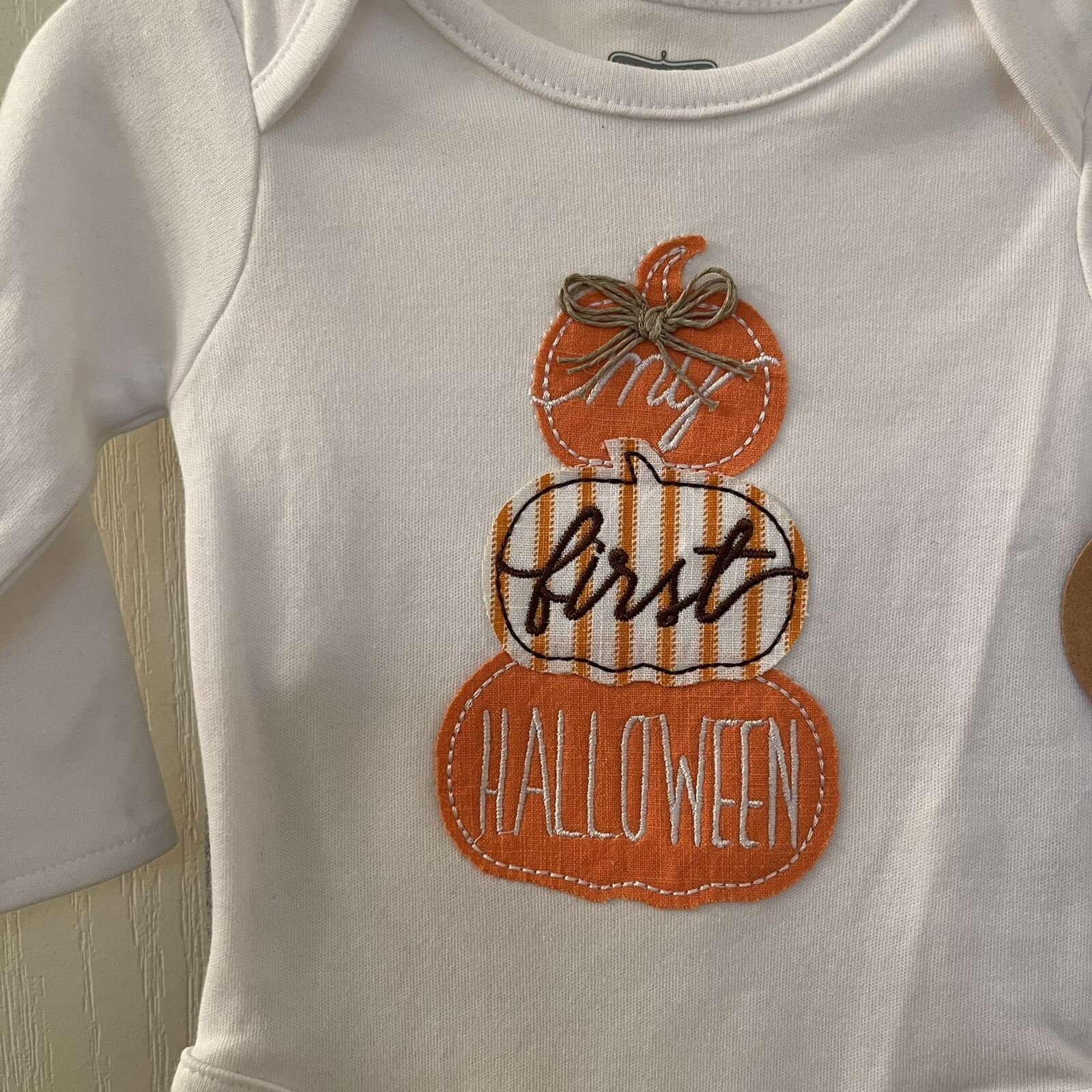 Mud Pie My First Halloween 2-Pc Outfit Set Applique Pumpkins Size 0-3 Months NWT