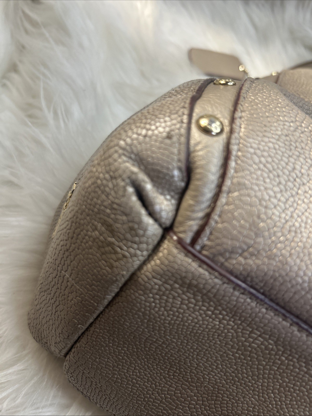 Coach Bag F35211 Phoebe Madison Studded Caviar Ret$495. Metallic Neutrals