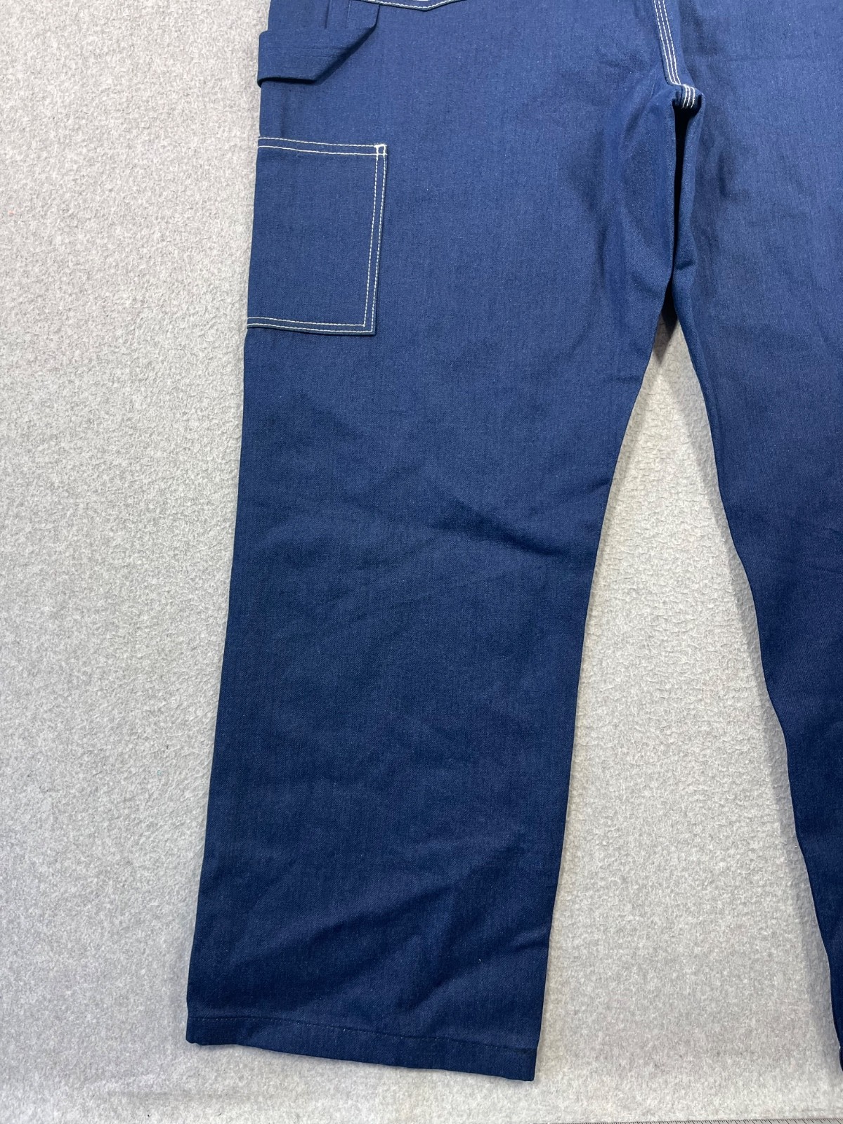 Big Smith Bib Overalls Mens 40×30 Blue Denim Triple Sticth Zipper Fly Carpenter