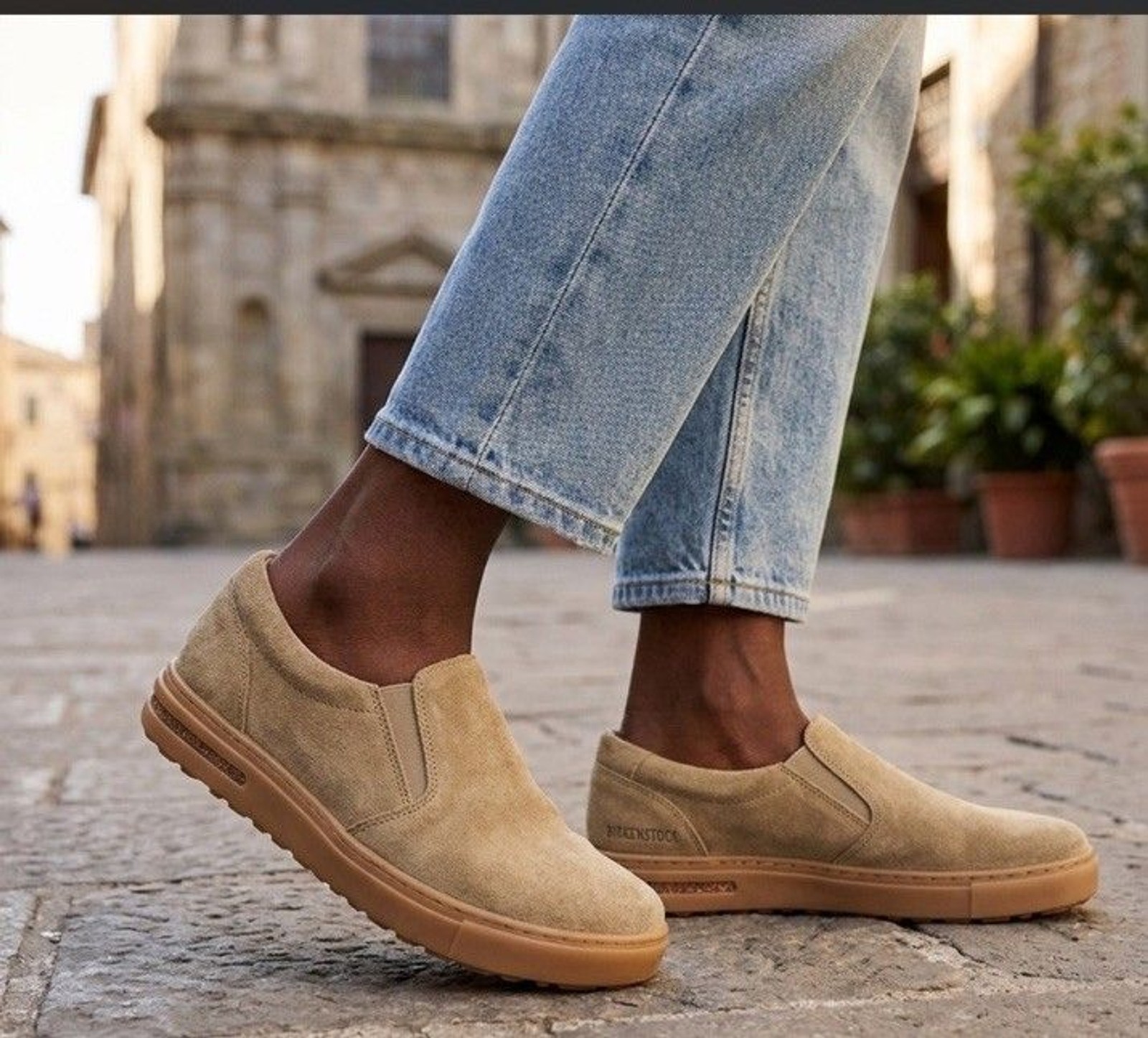 NWOB Birkenstock Callan Taupe Suede Slip On Loafers Sneakers W9 – M7 Comfort