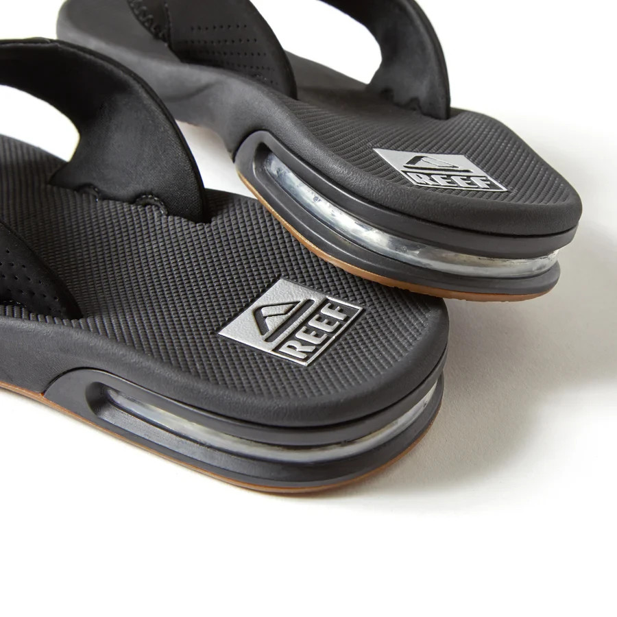 Man Reef Fanning Arch Support Flip Flop Sandal RF2026 Black Silver Brand New
