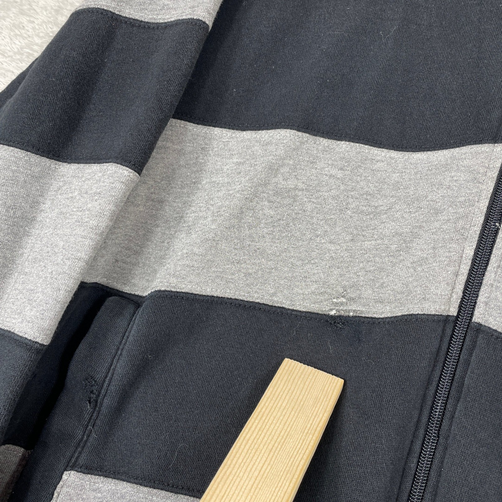 Vintage Southpole Hoodie Mens Large Black Striped Distressed Zip Up Y2K Skater