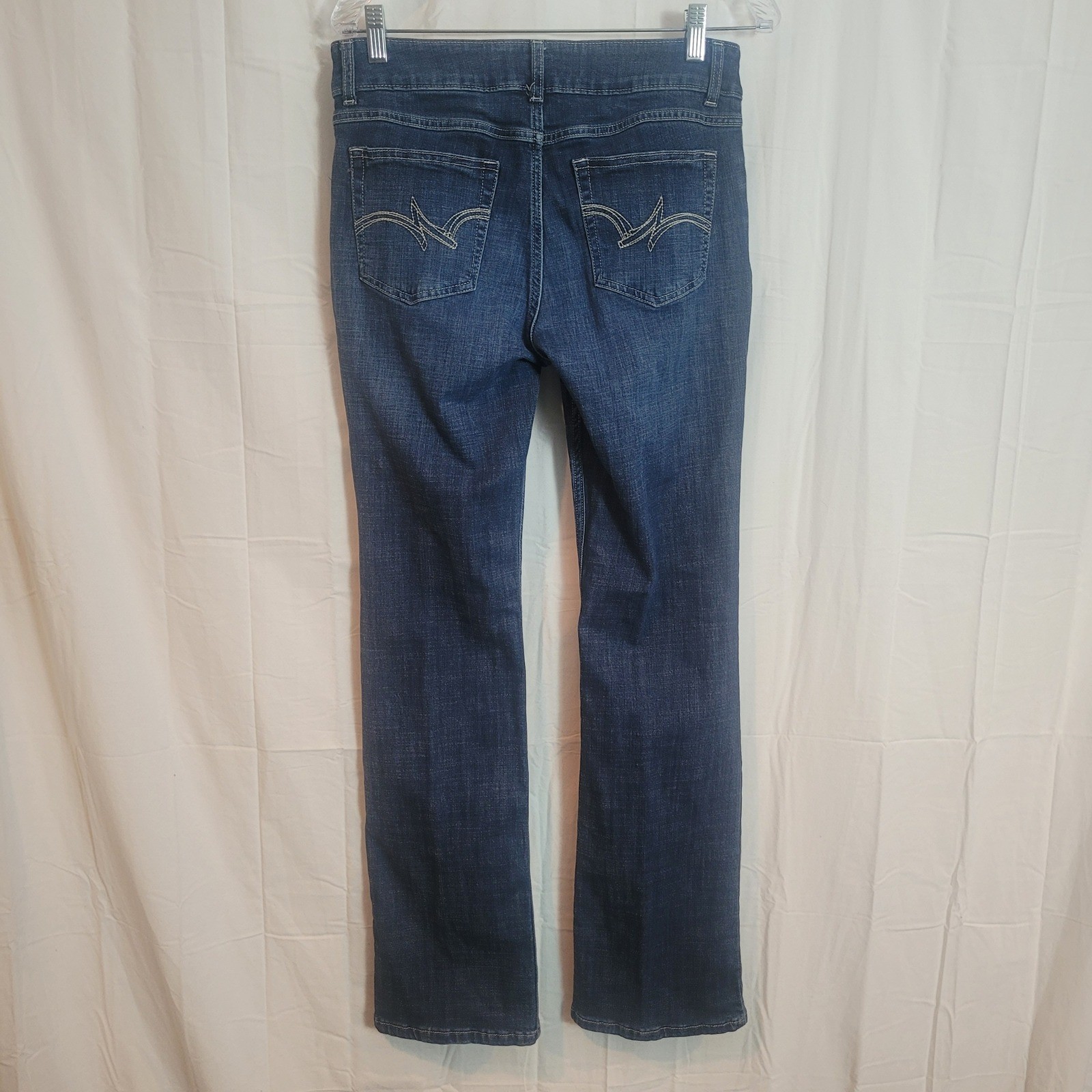Wrangler Womens Dark Wash Bootcut Jeans Mid Rise Stretch Size 7×34 Western Boho
