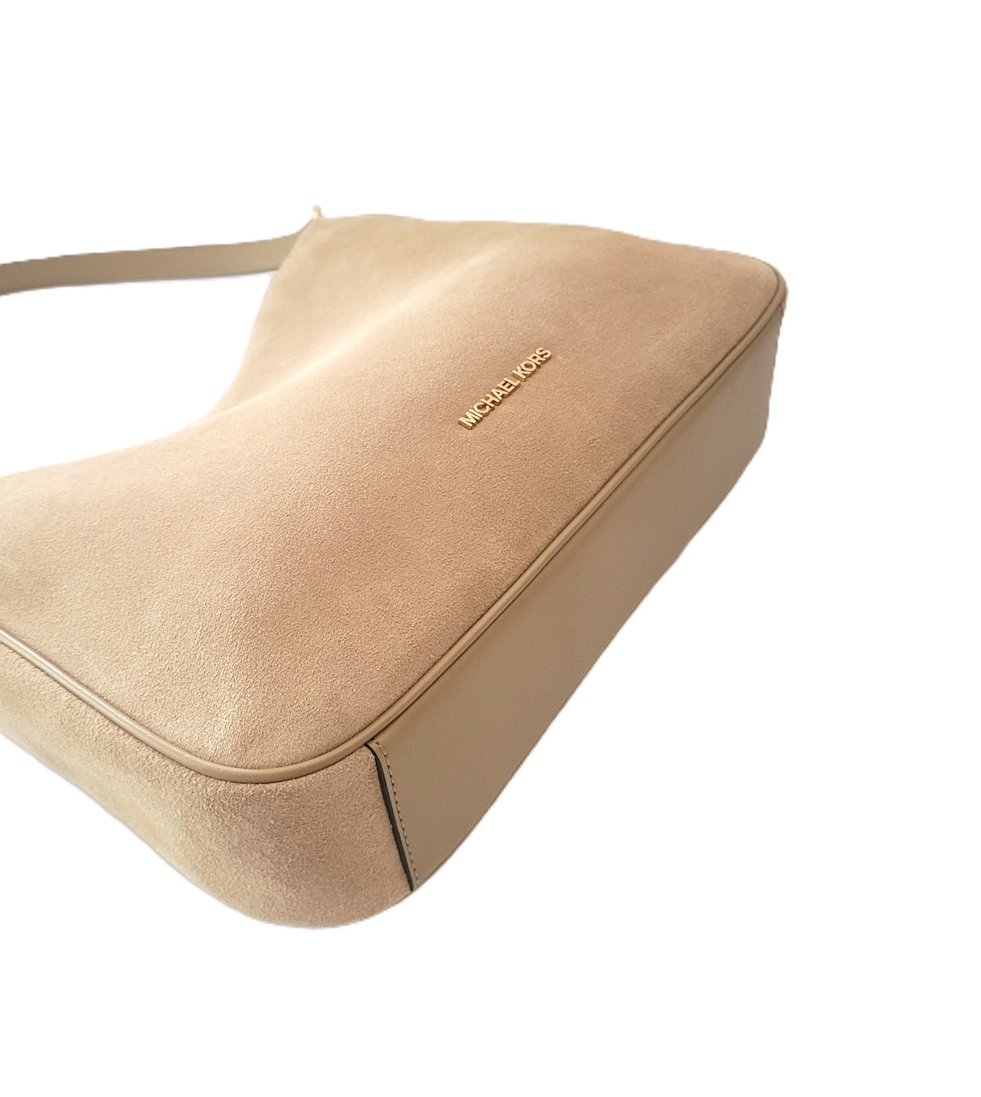 Michael Kors Nayla Medium Messenger Crossbody Handbag Camel Suede Leather