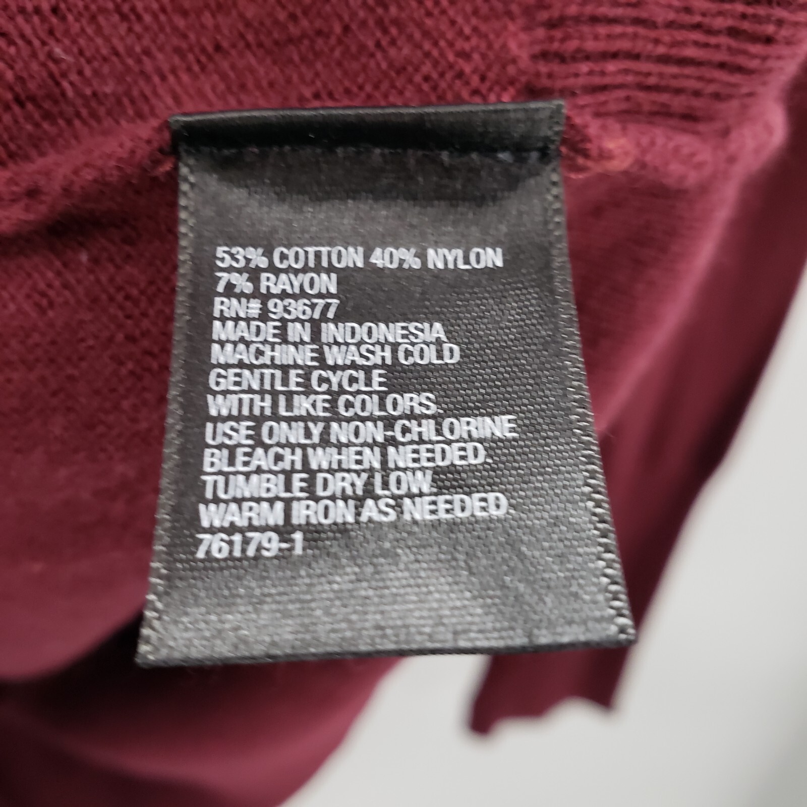 Worthing Large Burgundy Red Sweater Womens Cotton Blend Pullover Round Neck
