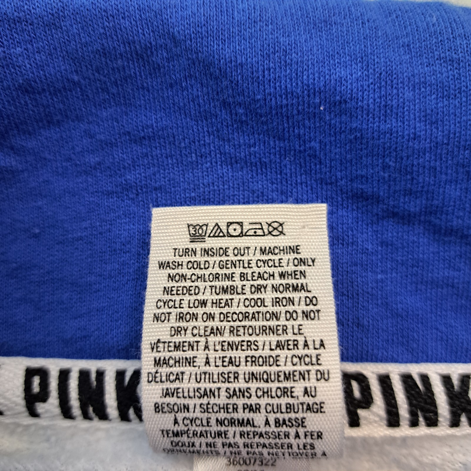 PINK Victoria’s Secret Blue White Colorblock Quarter Zip Sweatshirt M Collegiate