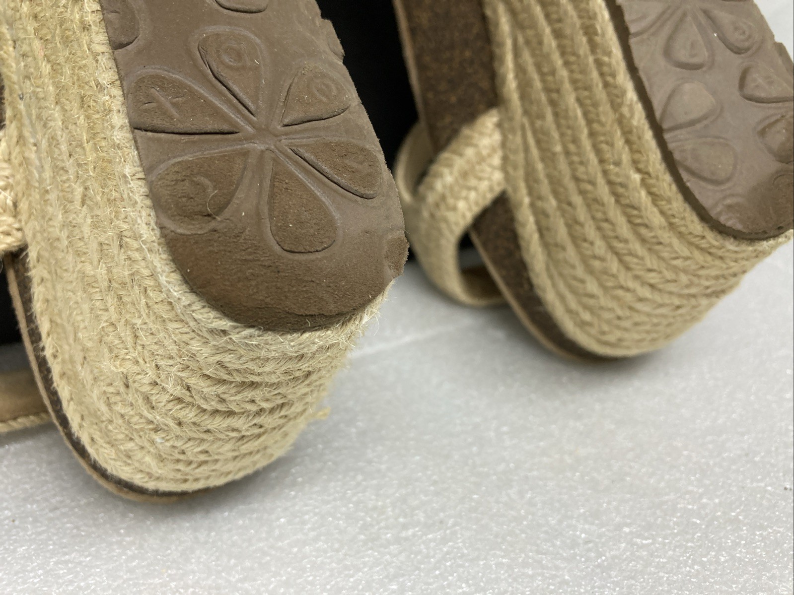 Aetrex Sydney Natural Platform Jute Wedge Sandals Adjustable Straps size 9-9.5