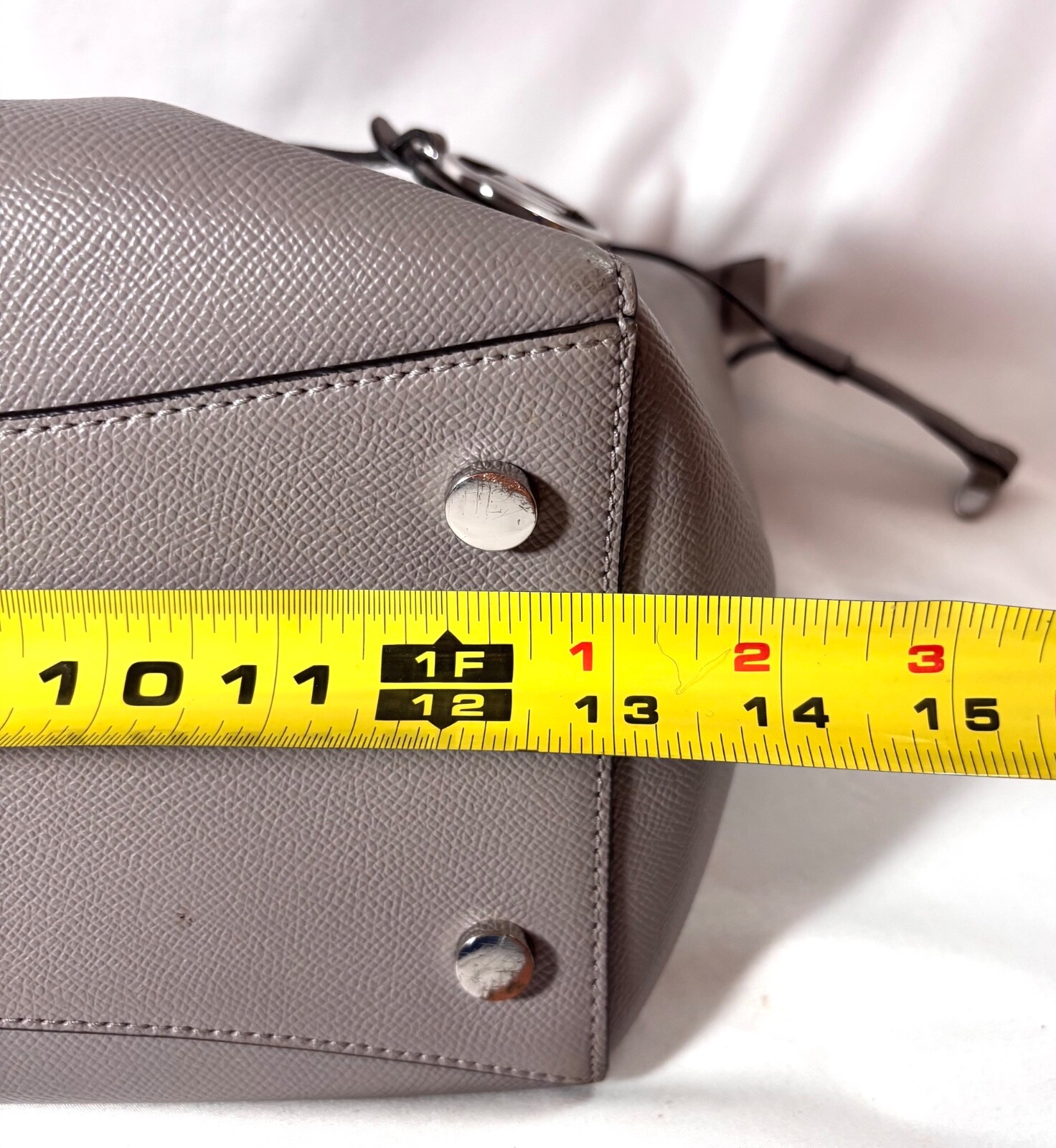 MICHAEL KORS LARGE XL DRAWSTRING ZIP TOTE LAPTOP MK GRAY LEATHE TRAVEL