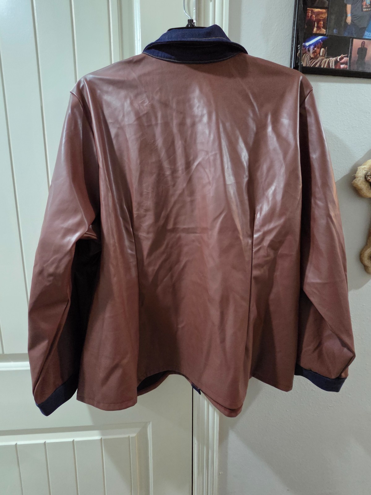 Plus size brown faux leather w/ denim shacket. size 26-28. NWT