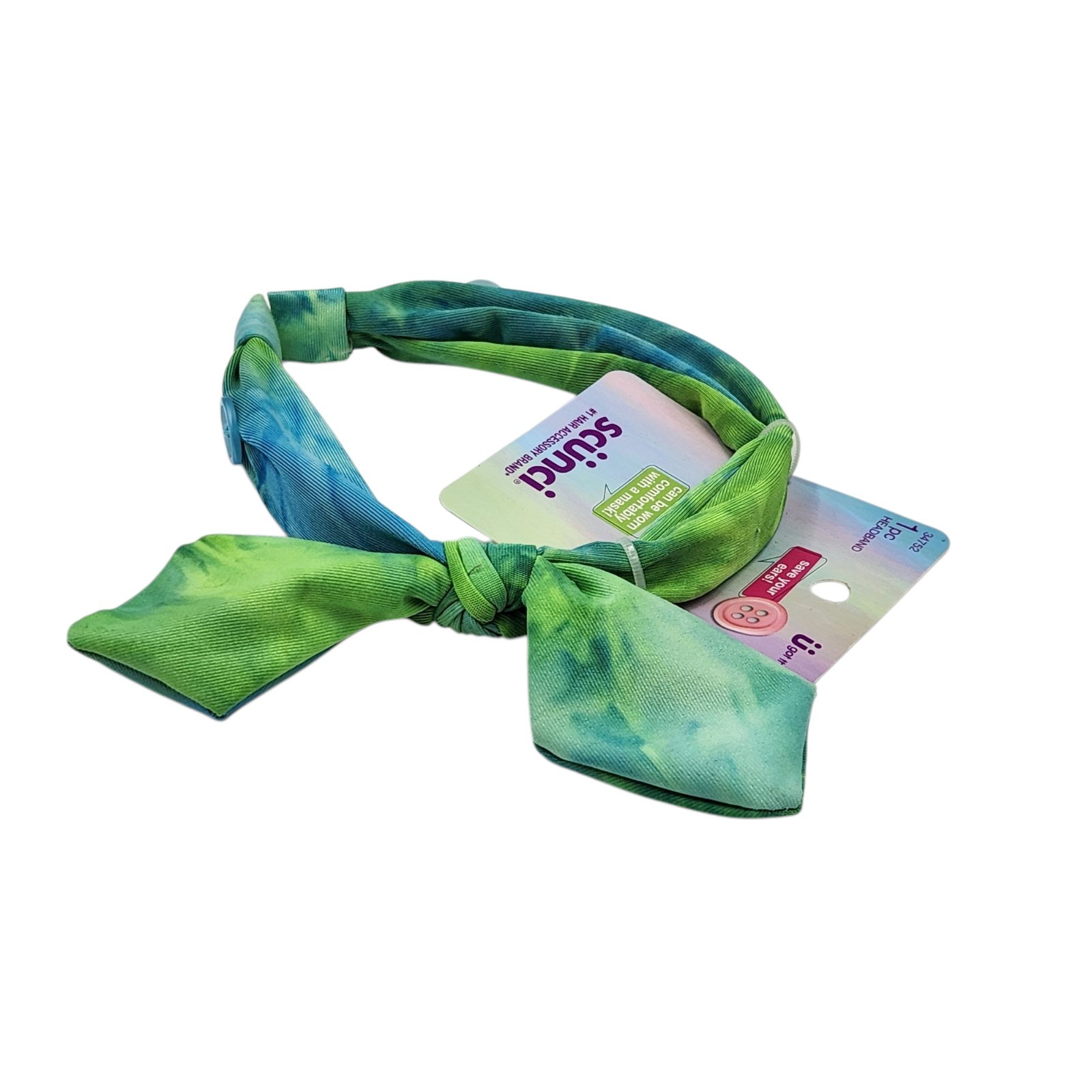 Scunci U Got This Headband with Buttons for Mask 3 Pcs Multicolor Tie Dye Set