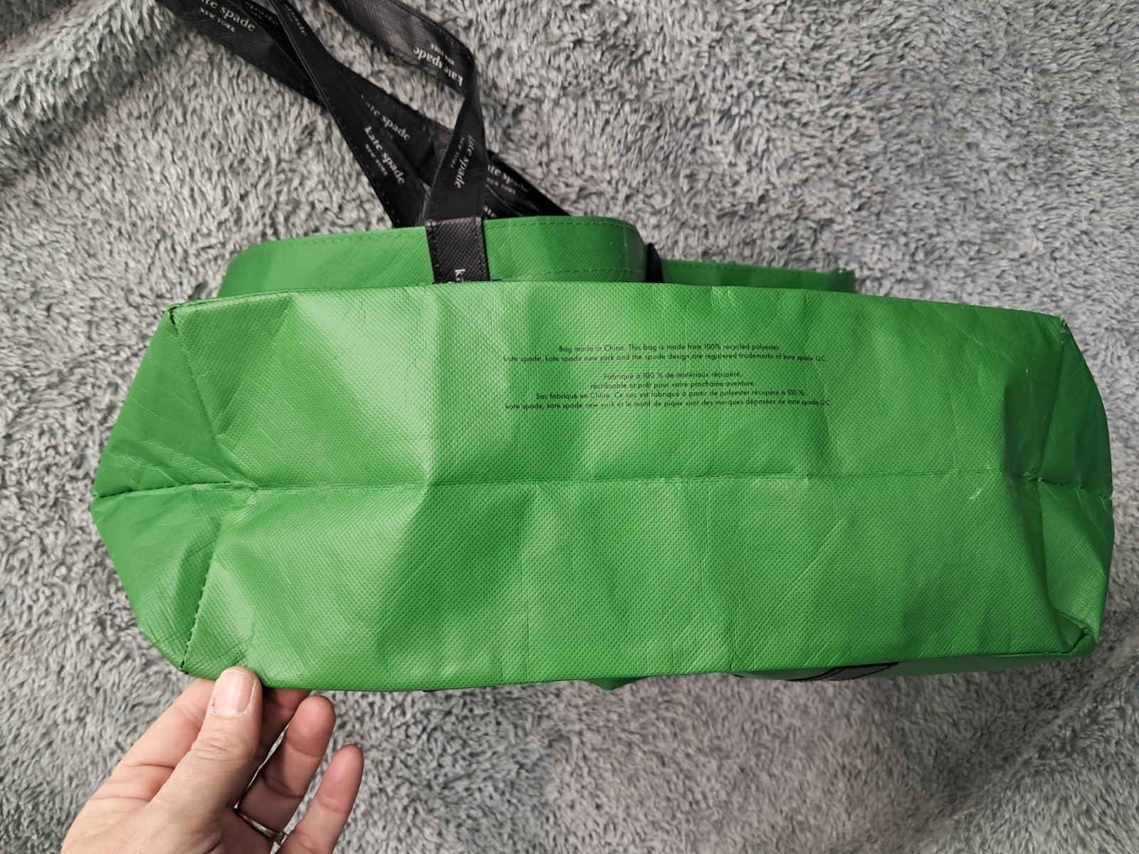 Kate Spade New York Recyclable Tote Shopping Grocery Bag Green Handles Re-usable