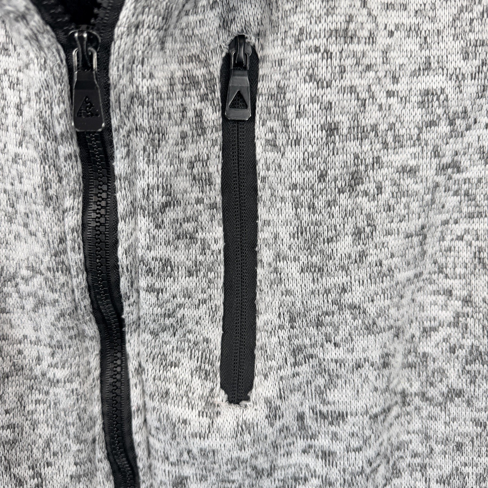 ROX Hand Crafted Sherpa Lined Hoodie Jacket Mens M Full Zip Gray Marled Fleece