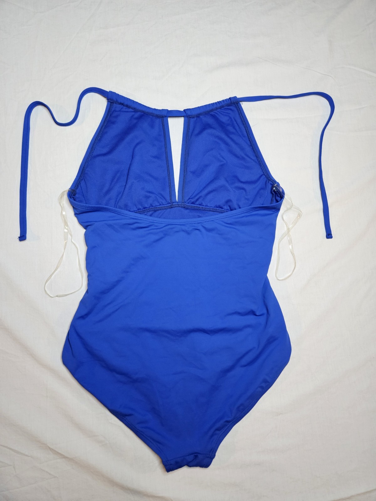Liz Claiborne Blue Solid Halter One-Piece Swimsuit Size 12 Stretch