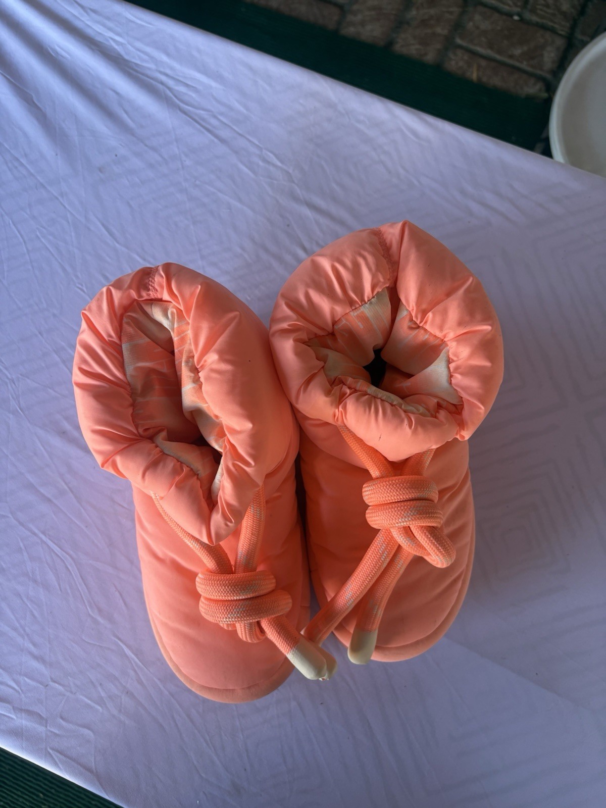 UGG Bixbee Women’s Size 7 Orange Nylon Bootie Slippers Drawstring Closure