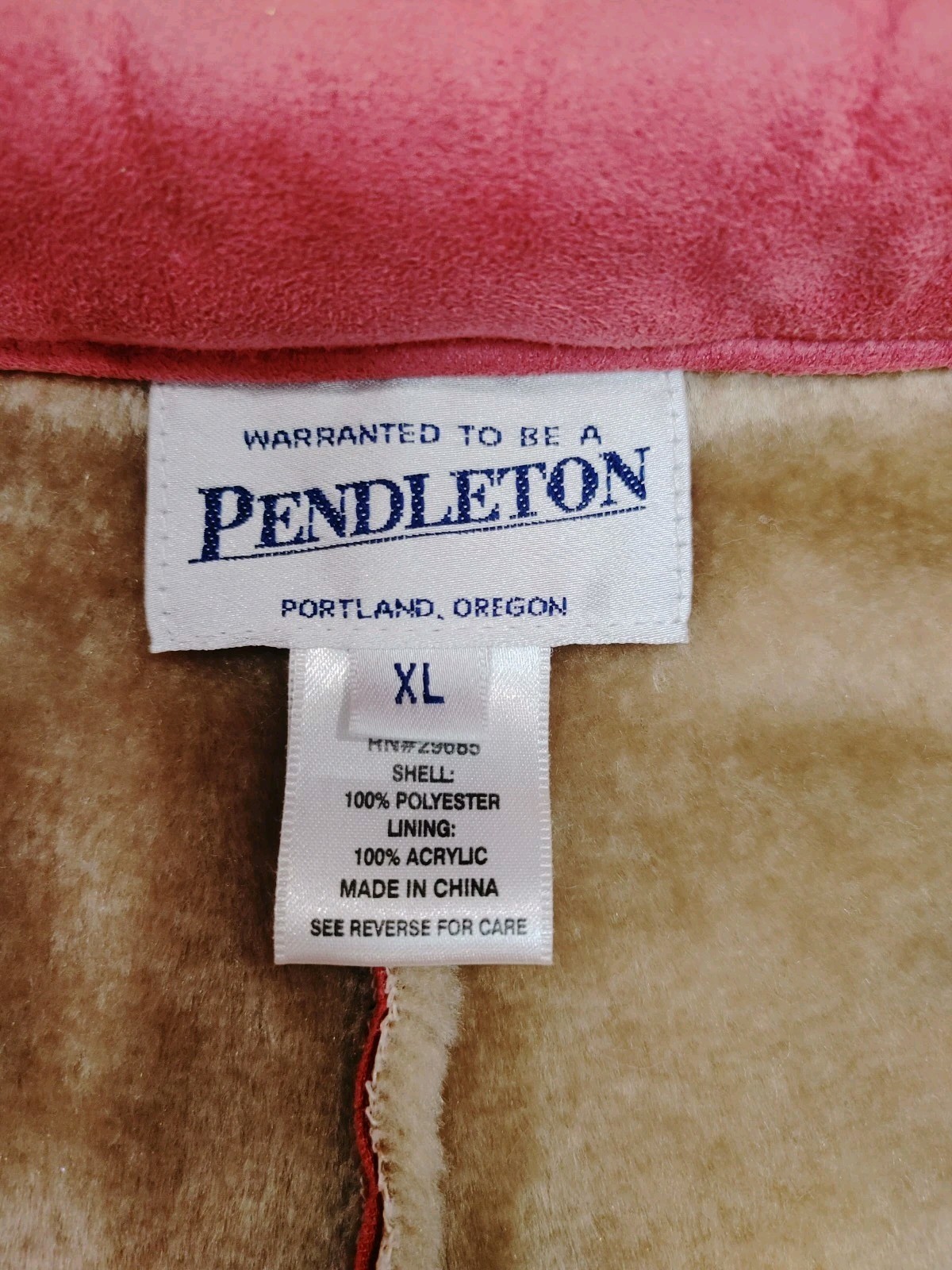 Pendleton Vest Womens XL Pink Faux Suede Sherpa Lined Zip Front Cozy