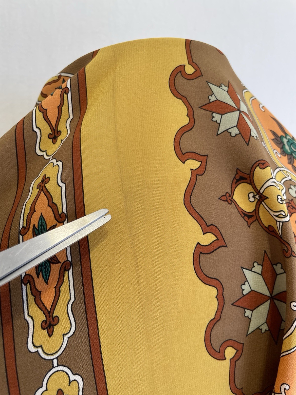 H75# Brigata Cremona 100% Silk Scarf Vintage Italian Geometric Ornamental Print