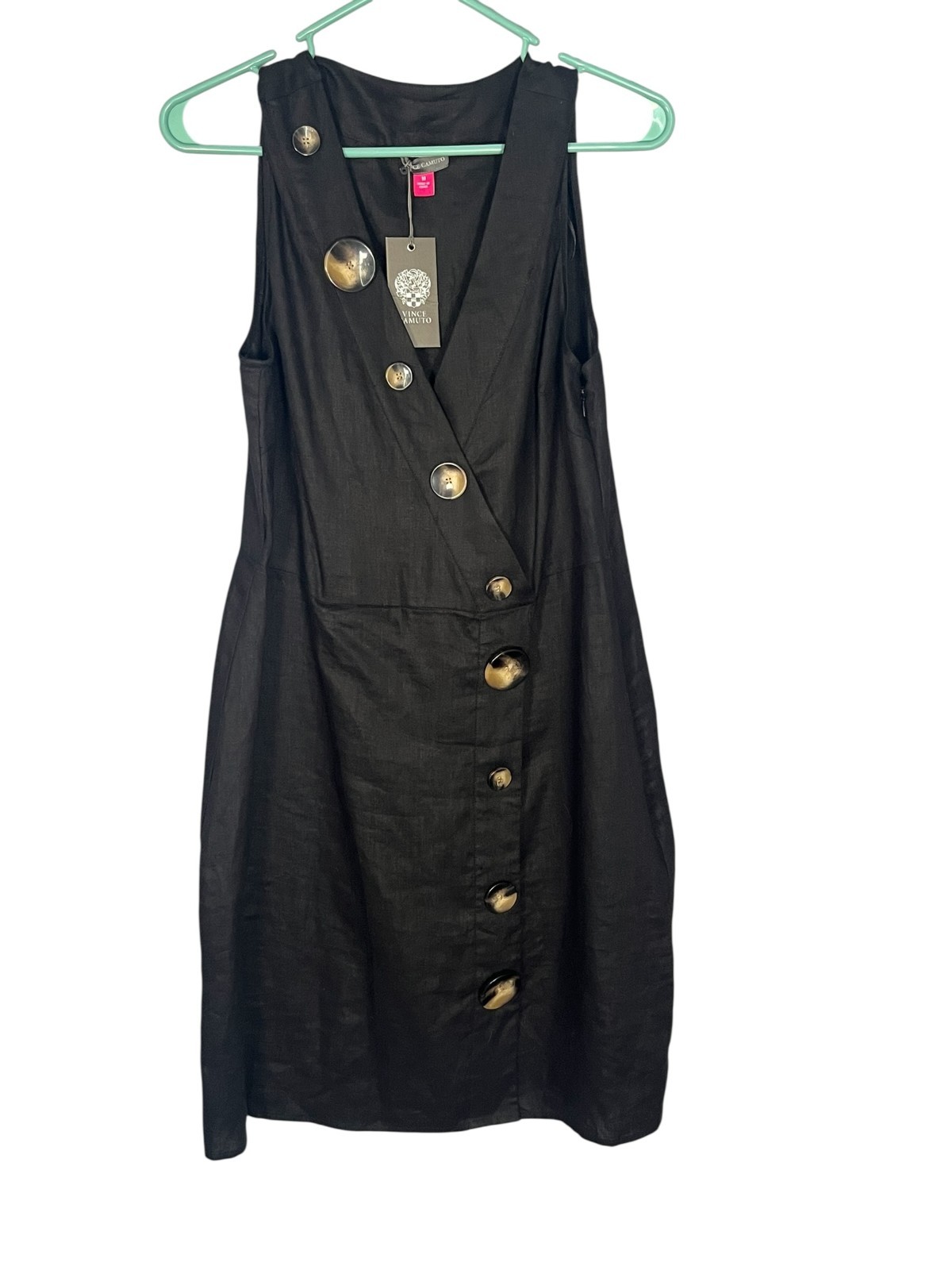 Vince Camuto NWT Women’s Linen Above Knee Pencil Dress Black 10