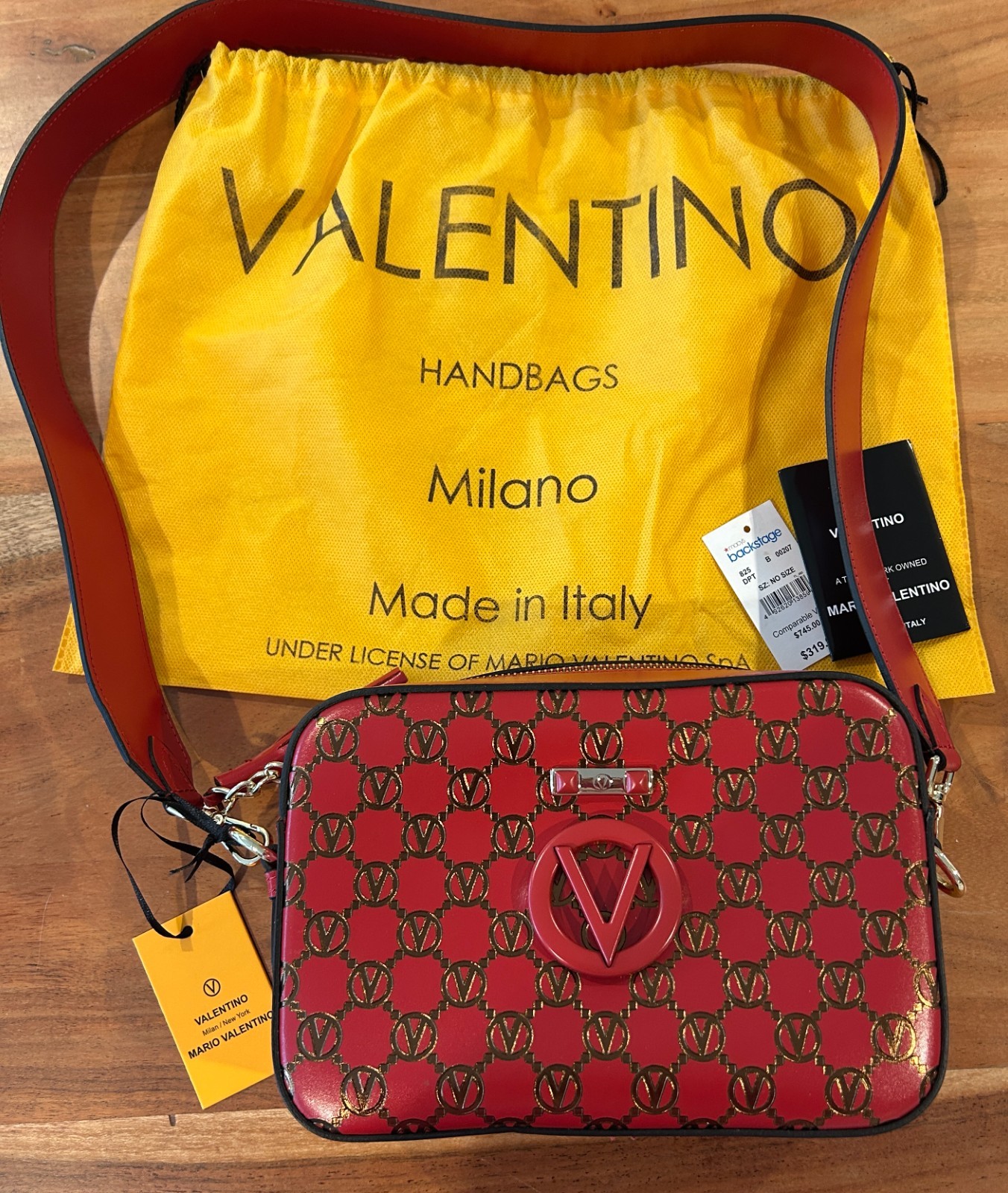 Valentino Babette Monogram Crossbody Bag Red/Dark Magenta Brand New