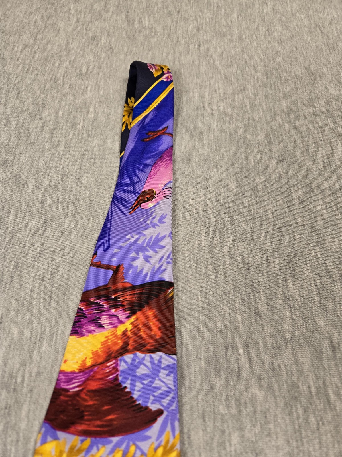 Gianni Versace Tie Mens One Size Multicolor Silk Bird Baroque Print Designer