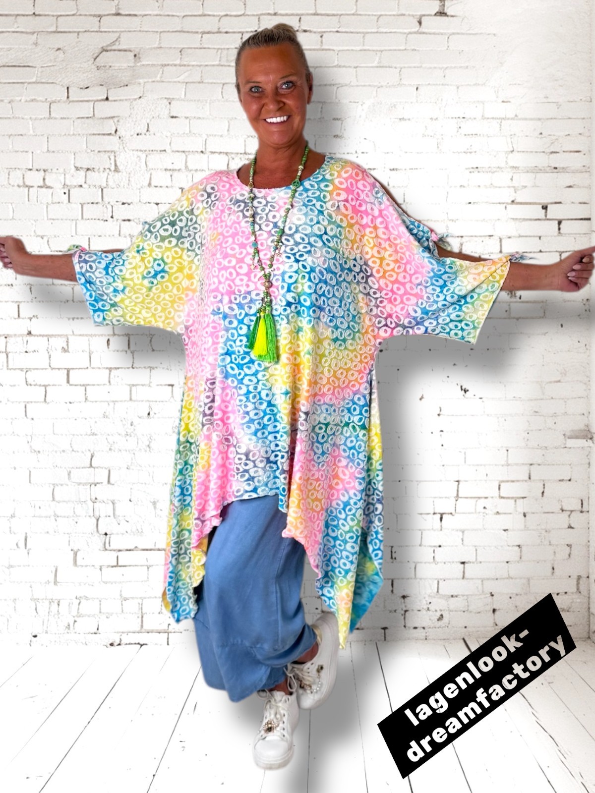 Lagenlook A Line Tunic Shirt Off Shoulder Jacquard Jersey 44-46-48-50-52-54