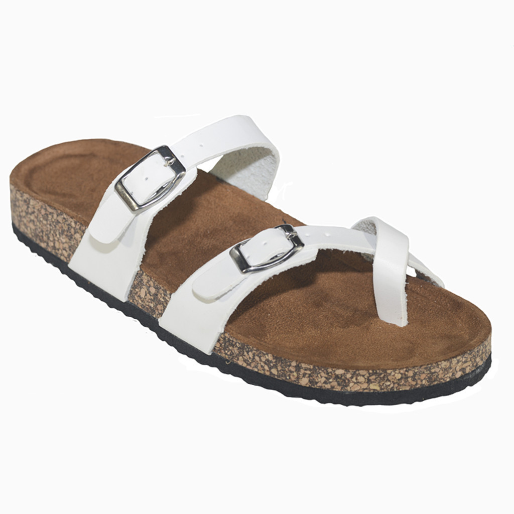 Women’s Slide Buckle T-Strap Cork Platform Flip Flop Shoes Sandals
