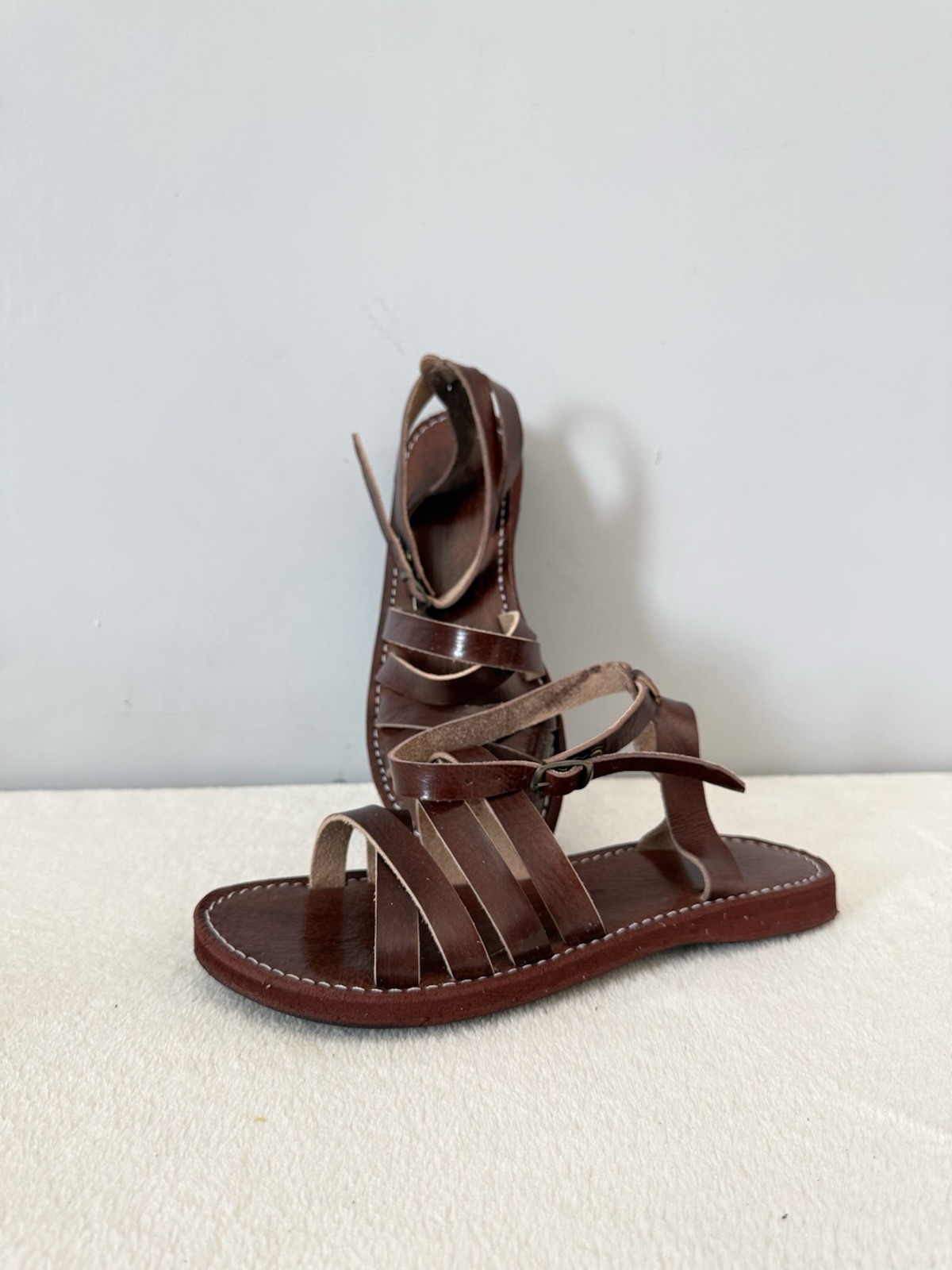 Handcrafted Genuine Leather Women’s Sandals – Four-Strap Brown | 100% Handmade