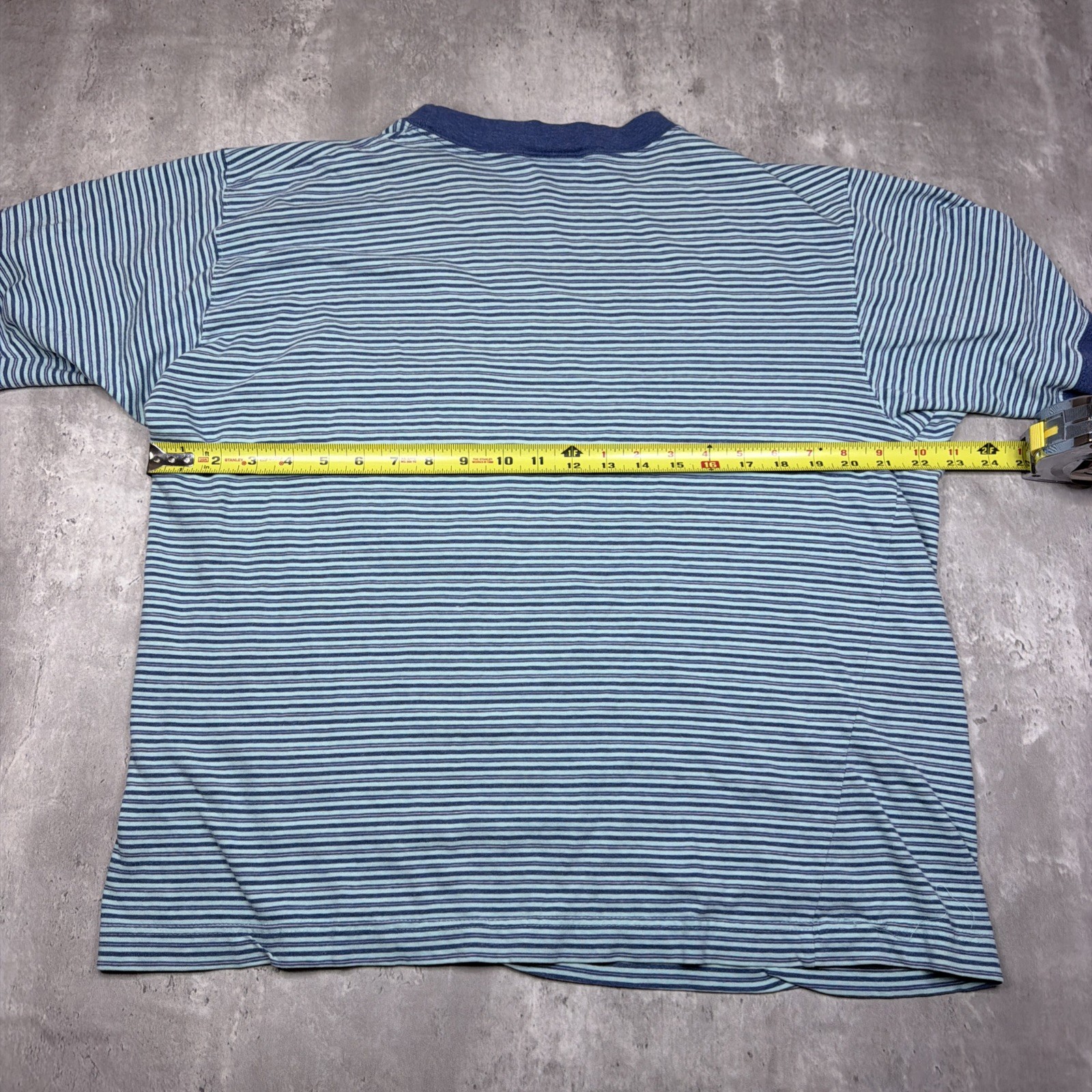 Vintage Pacific Coast Highway Mens Size L 90s Blue Striped Ringer Surf Skate Y2K