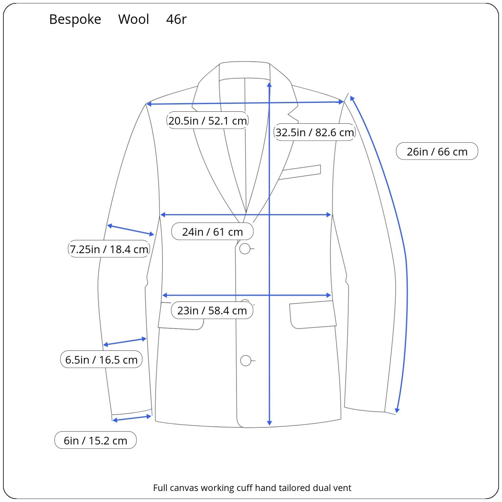 Bespoke Plaid Blazer 46r Full Canvas Working Cuff Patch Pocket Dual Vent