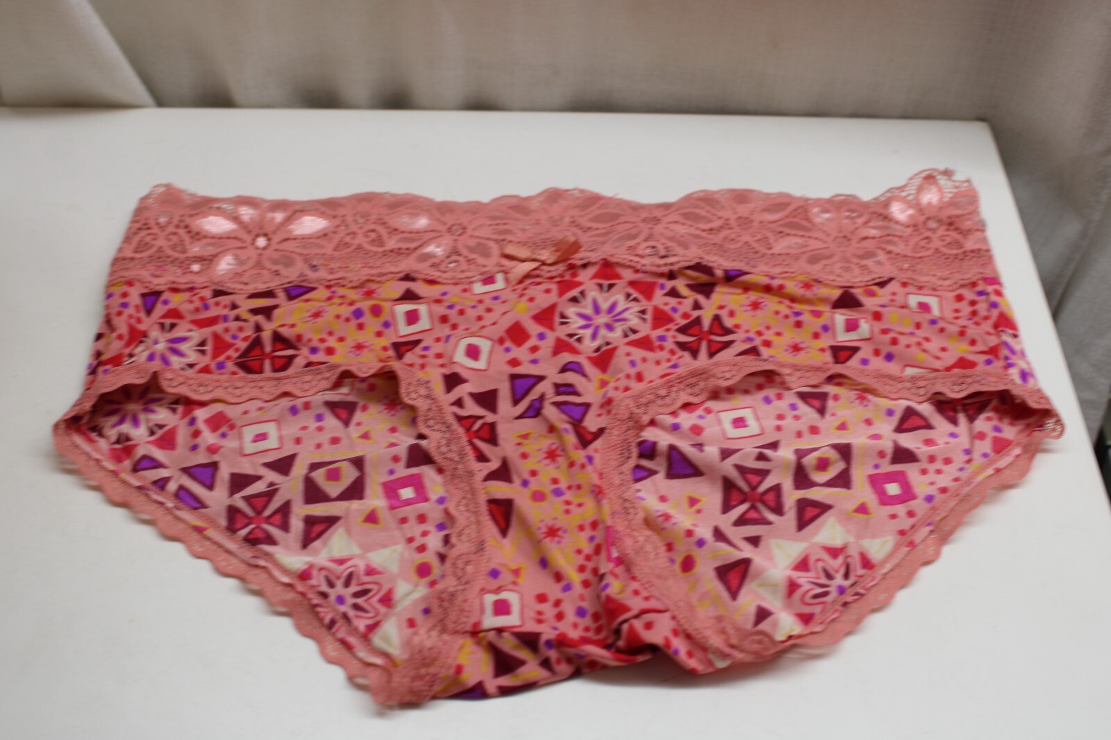 Nylon/Span ROSE Coral Pink Blue Purple Floral Lace Sheer sissy bikini panties M