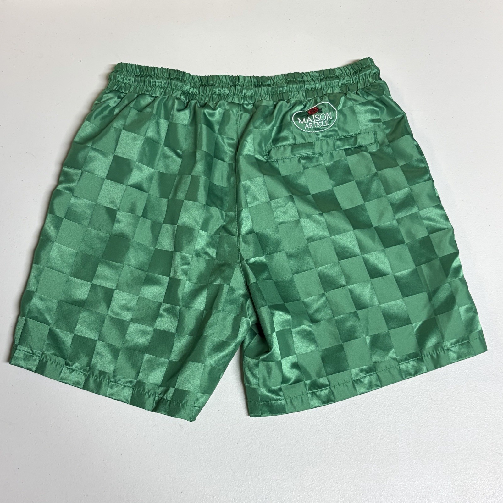 Maison Article Green Plaid Premium Shorts Size Medium Lined Mesh