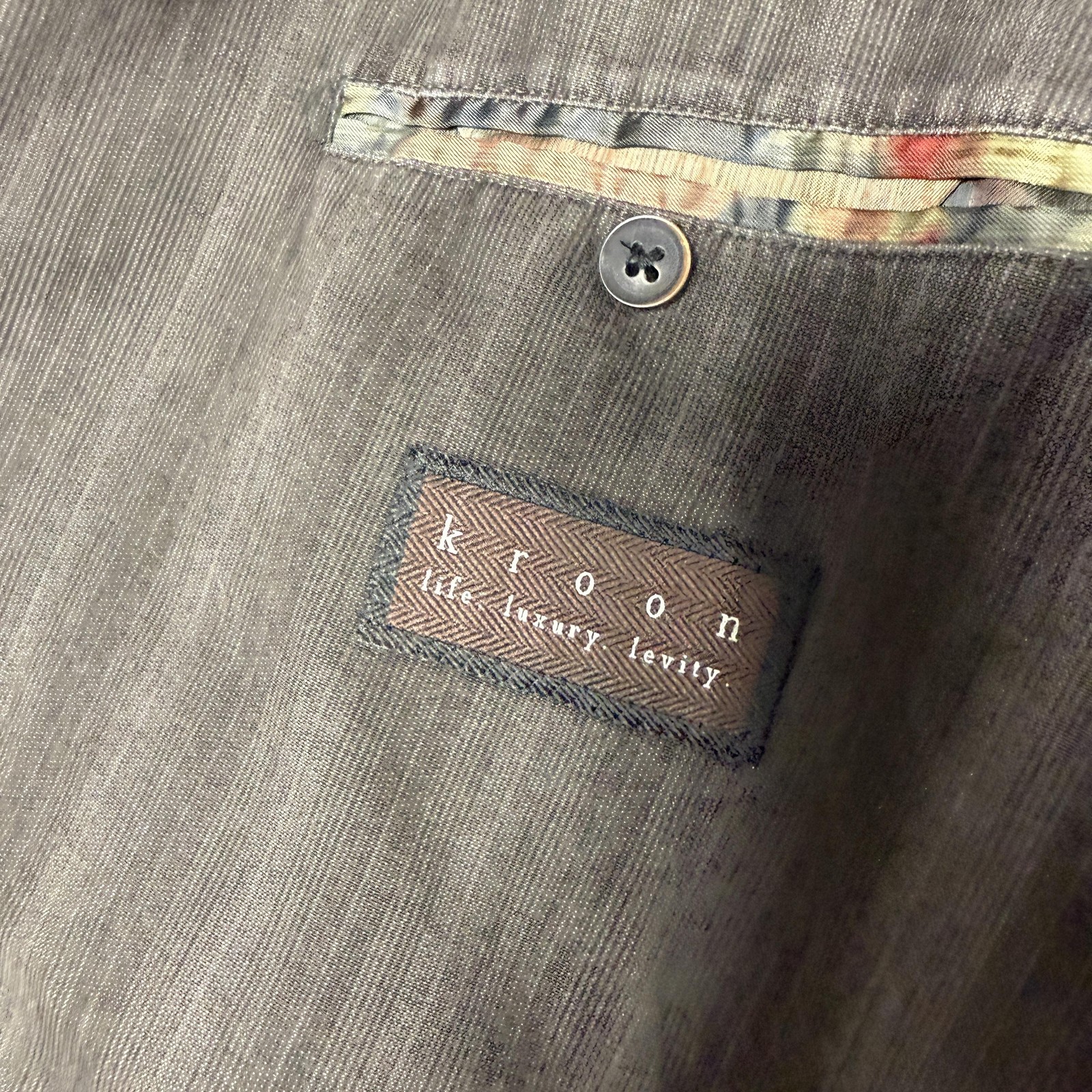 Kroon Blazer Mens 44R Brown Stripe Casual Sport Coat Jacket Lined Spring Patch