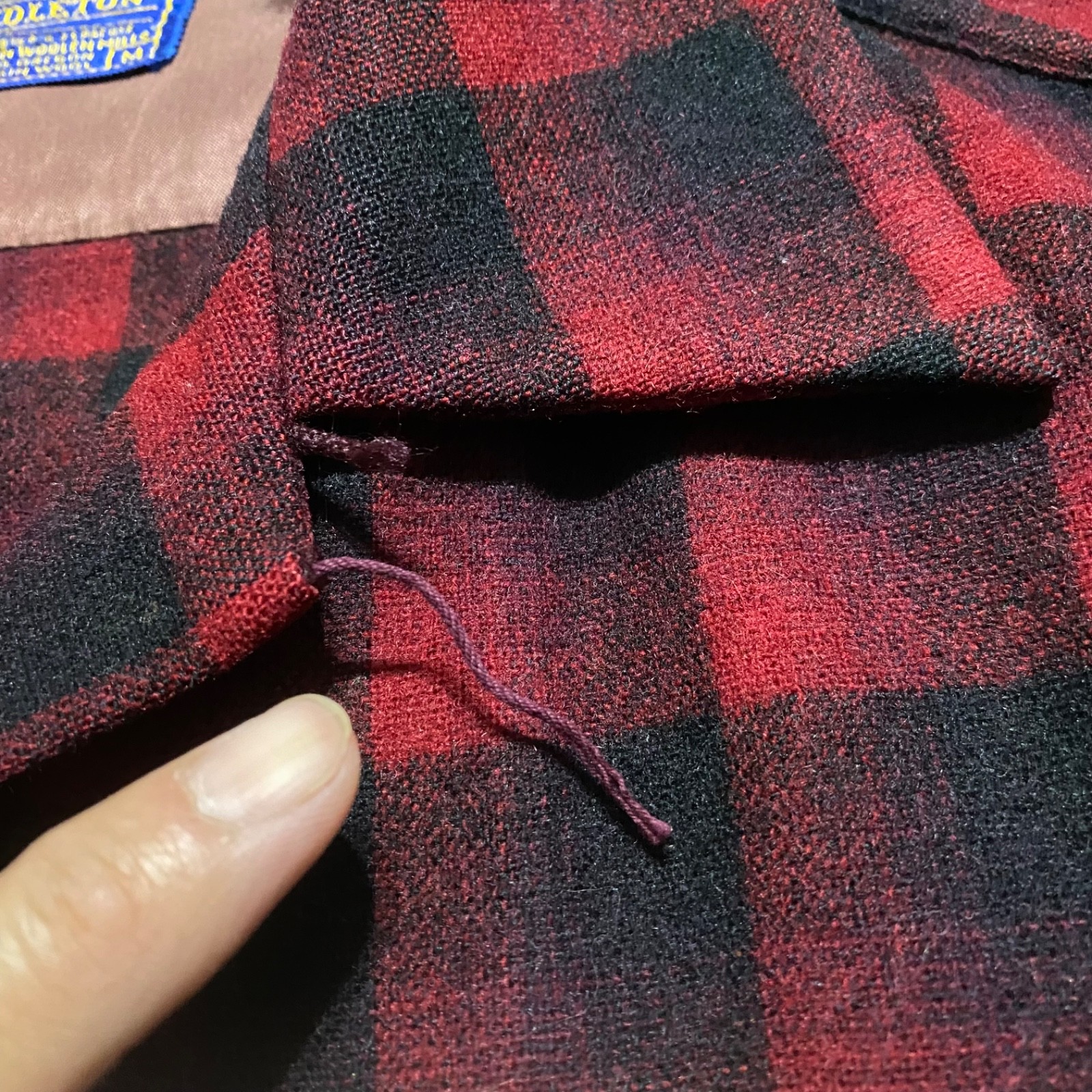 Pendleton Mens Medium Board Shirt Red Plaid Button Front Elbow Patches Wool