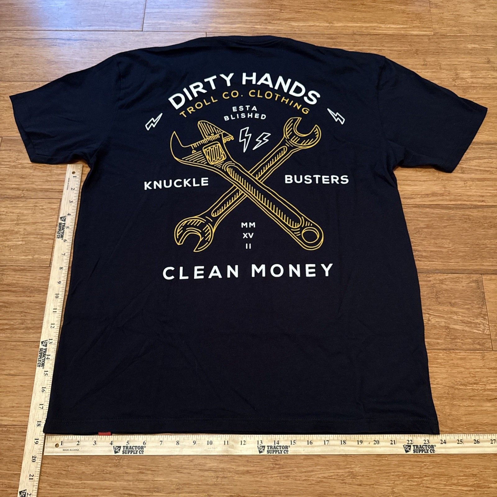 Troll Co Dirty Hands Clean Money Shirt 2XL Black 2 Sided Graphic Knuckle Busters