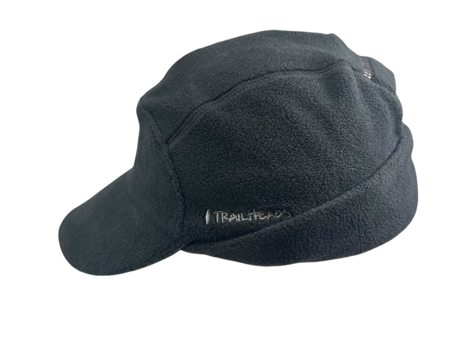 TRAILHEADS Black Warm FLEECE WINTER HAT Ear-Flap Pony-Tail Hike Ski Snowboard