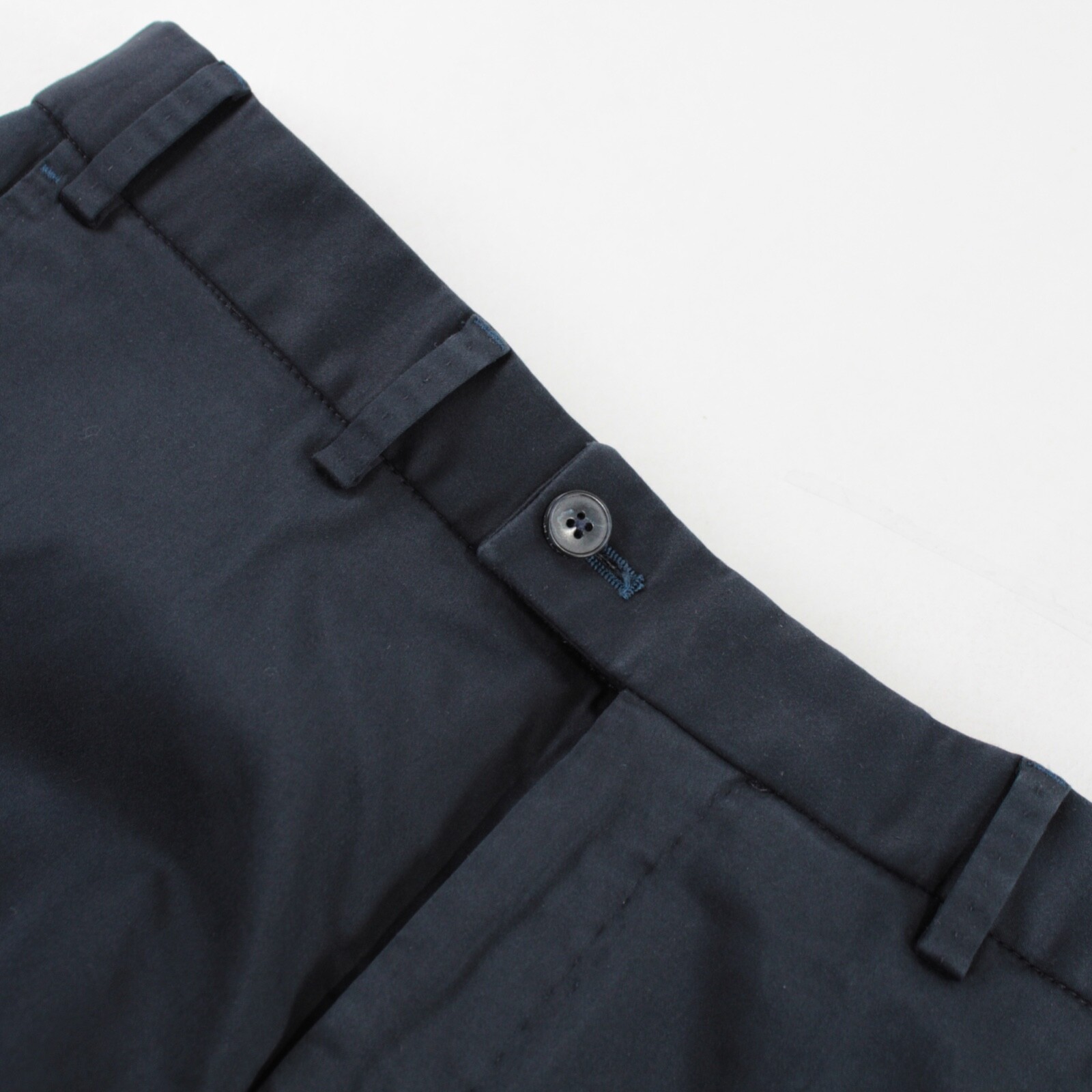 Hiltl NWT Flat Front Chinos / Casual Pants Size 48 32 US Pilo Solid Blue Cotton