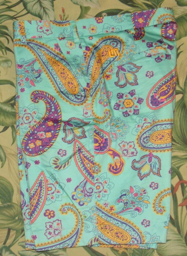 LOUDMOUTH Blue Purple Paisley 11″ Golf Shorts 36