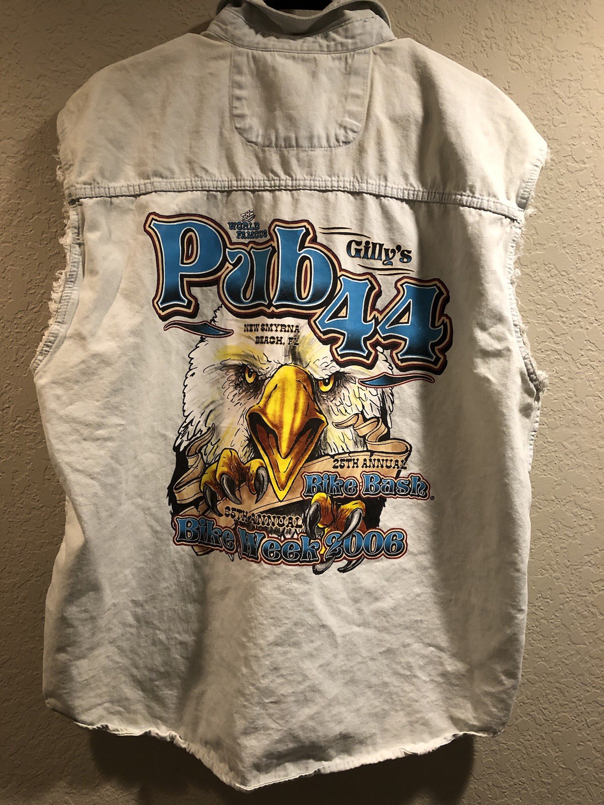 USA Biker Design Gilly’s Pub 44 2006 Bike Week Eagle Cotton Vest – Men’s 2X