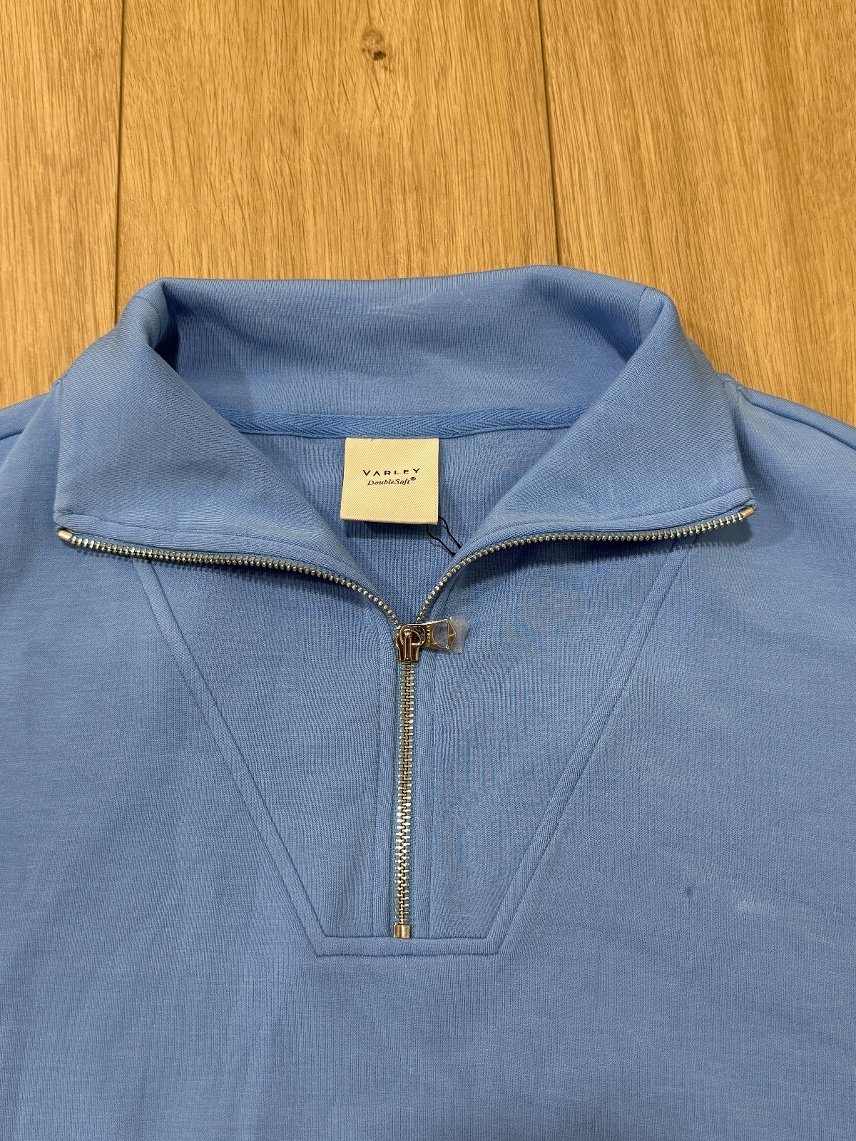 Varley Womens Hawley Half Zip Sweatshirt Double Soft Blue Size L New w/ Defects