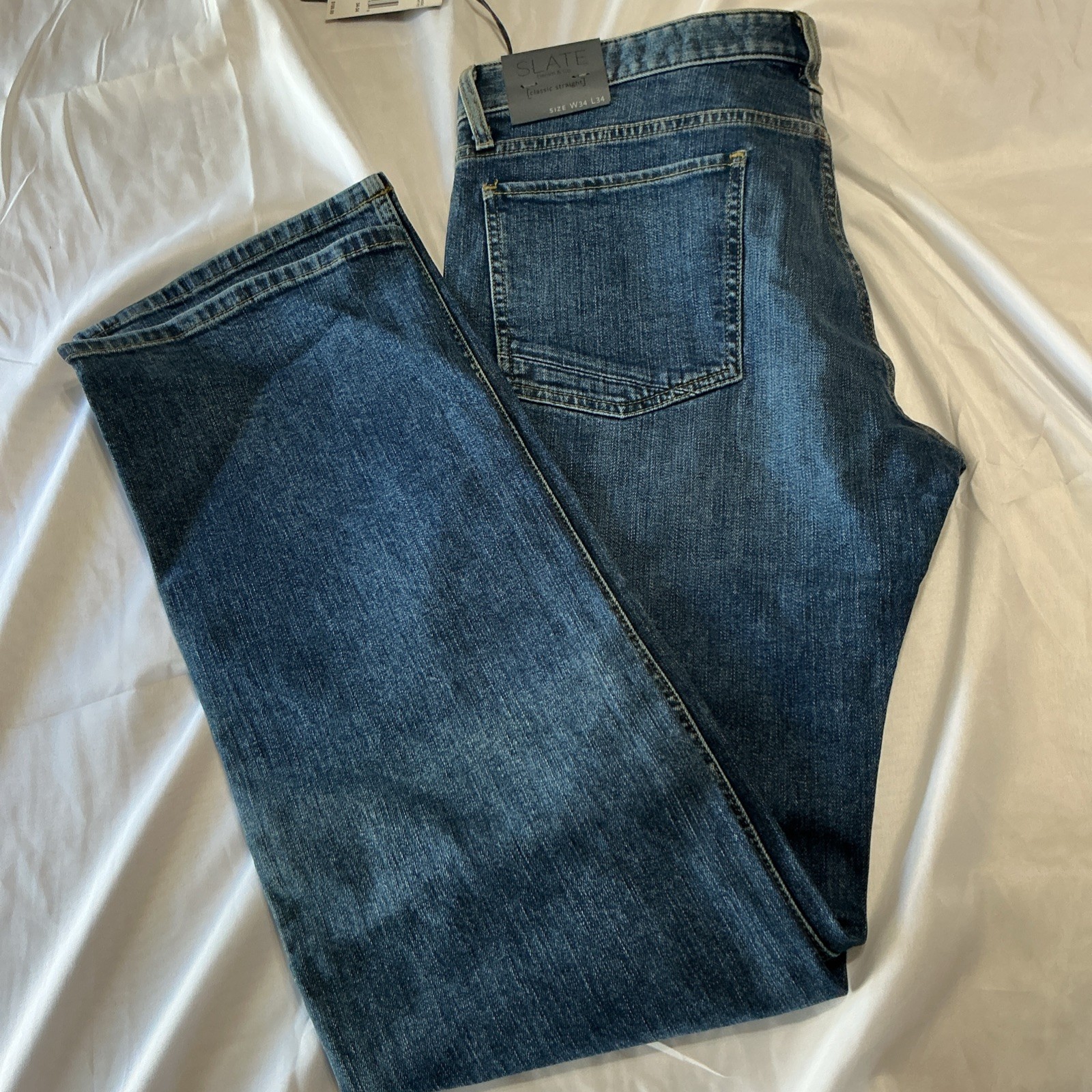 SLATE Denim & Co New Classic Straight Jeans 34×34 Men’s MADE IN USA MSRP $198